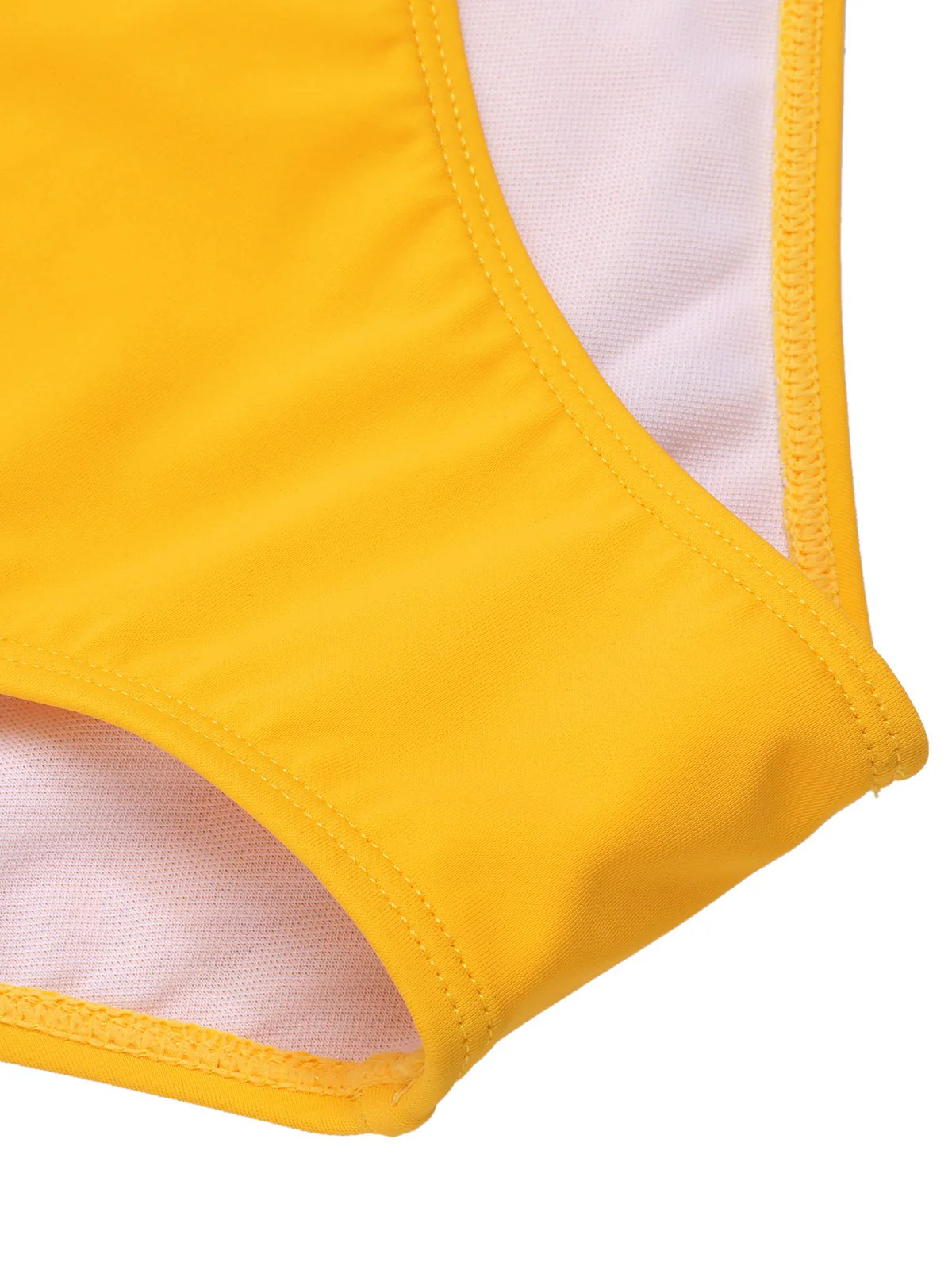 [US Warehouse] Yellow 1950s Halter Striped Patchwork Swimsuit - Image 7