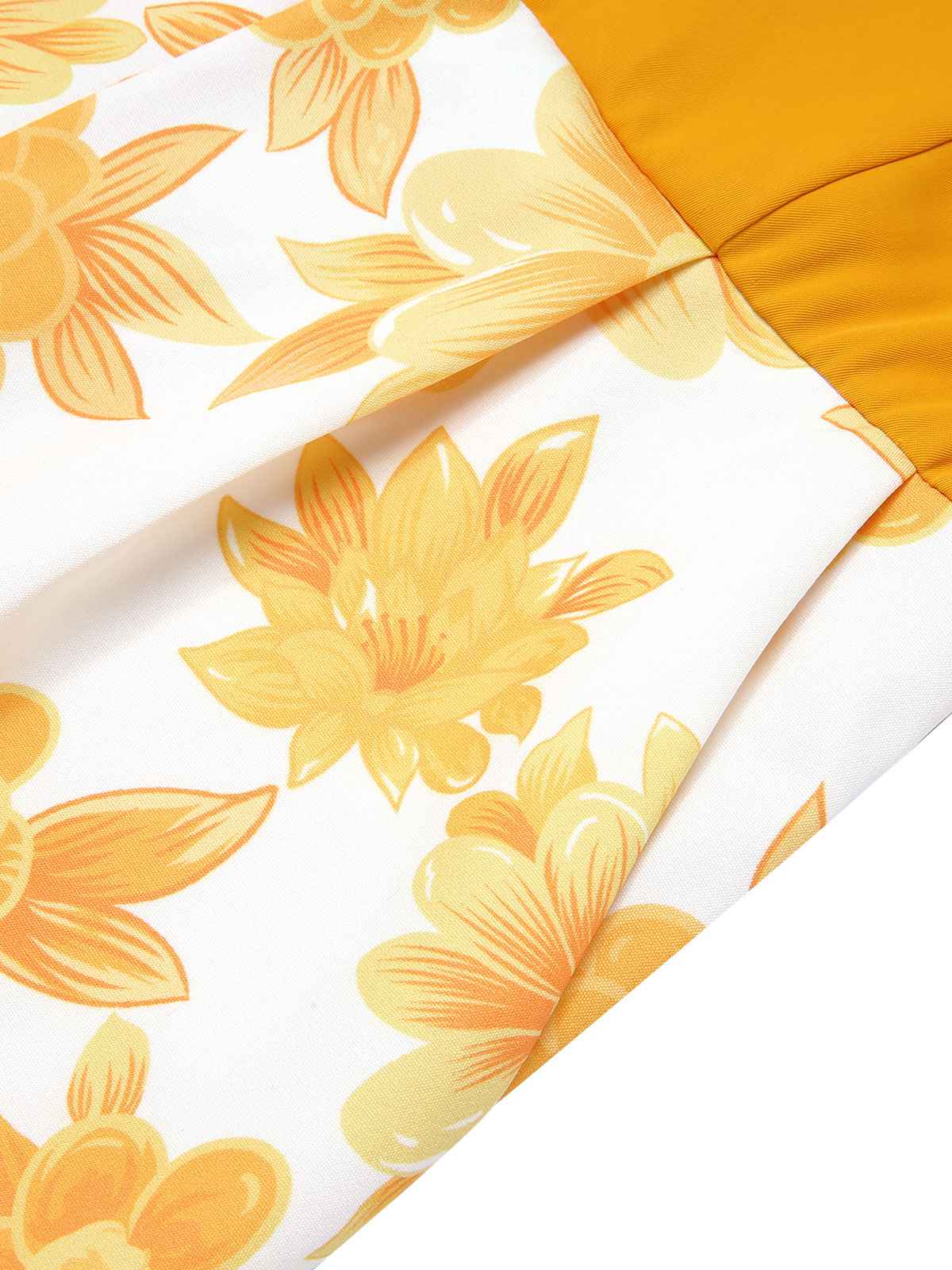 [US Warehouse] Yellow 1950s Spaghetti Strap Floral Romper - Image 6