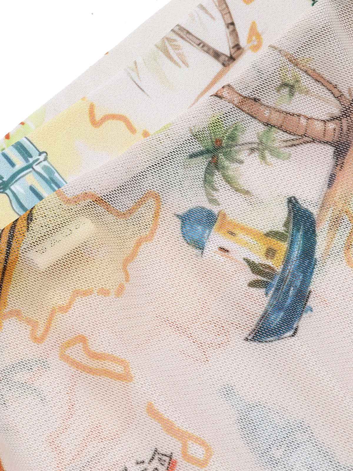 [US Warehouse] Yellow 1970s Retro Architectural Pattern Drawstring Cover-Up - Image 5