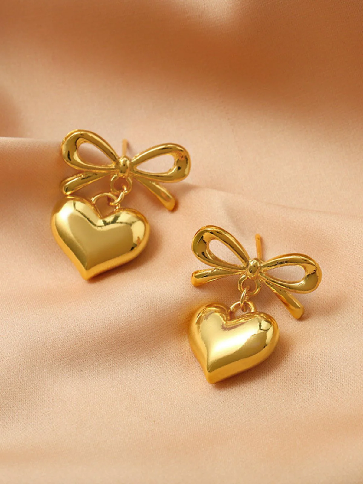 Valentine Alloy Bow Heart Drop Earrings - Image 2