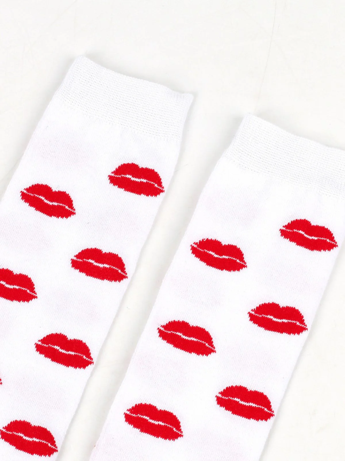Valentine Heart Lip High-Thigh Socks - Image 4