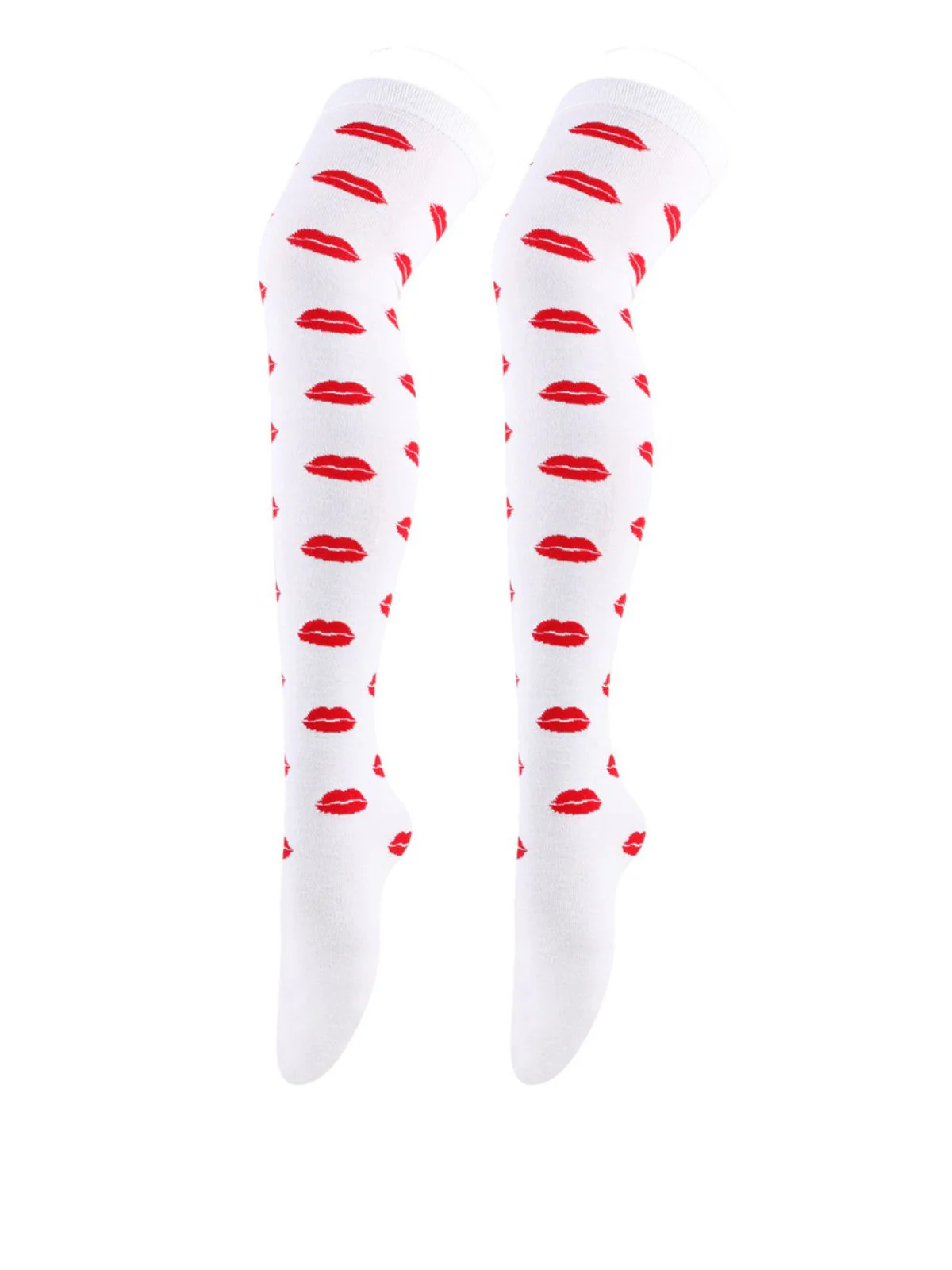 Valentine Heart Lip High-Thigh Socks - Image 5