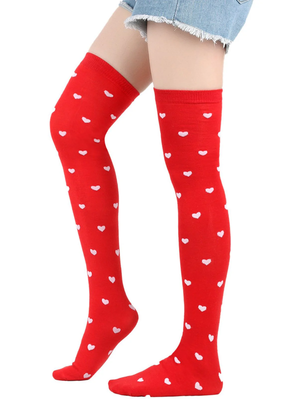 Valentine Heart Lip High-Thigh Socks - Image 8