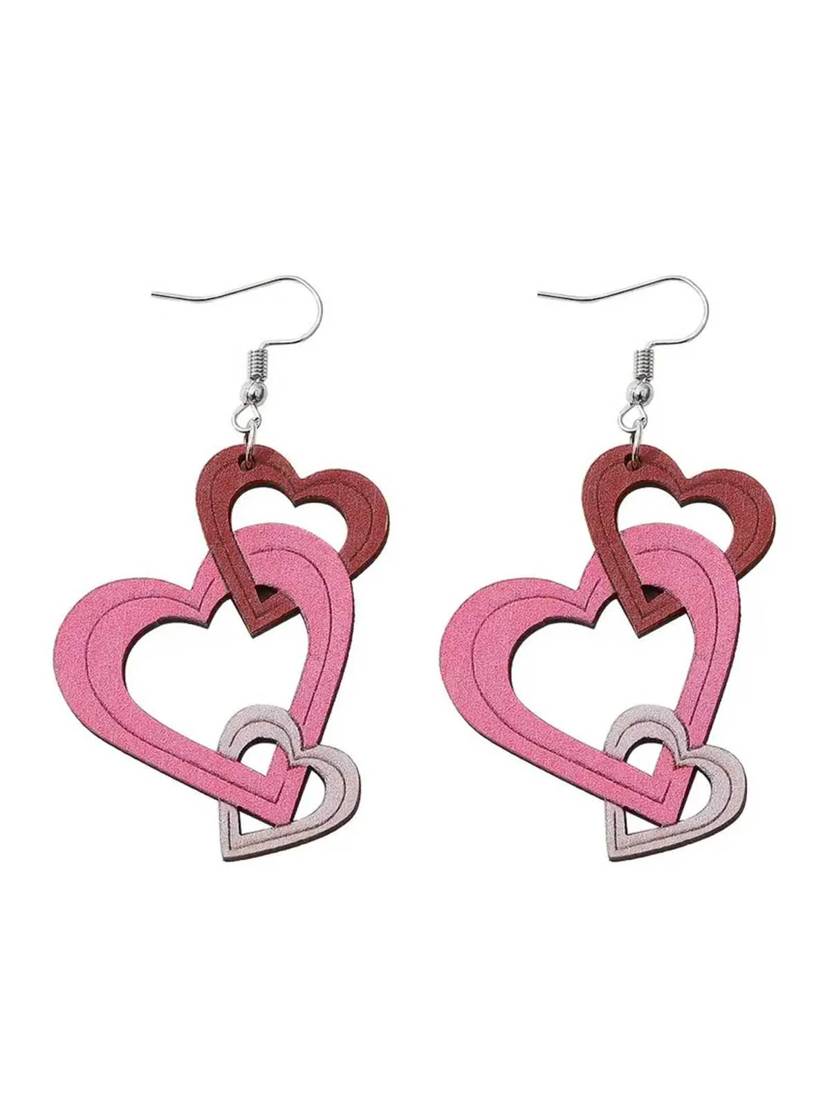 Valentine Triple Layer Heart Drop Earrings - Image 3