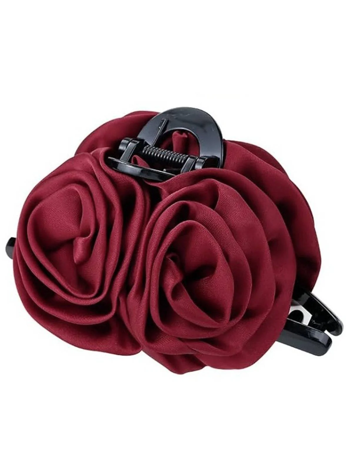 Valentine's Day 3D Floral Rose Satin Hair Claw Clip - Image 3
