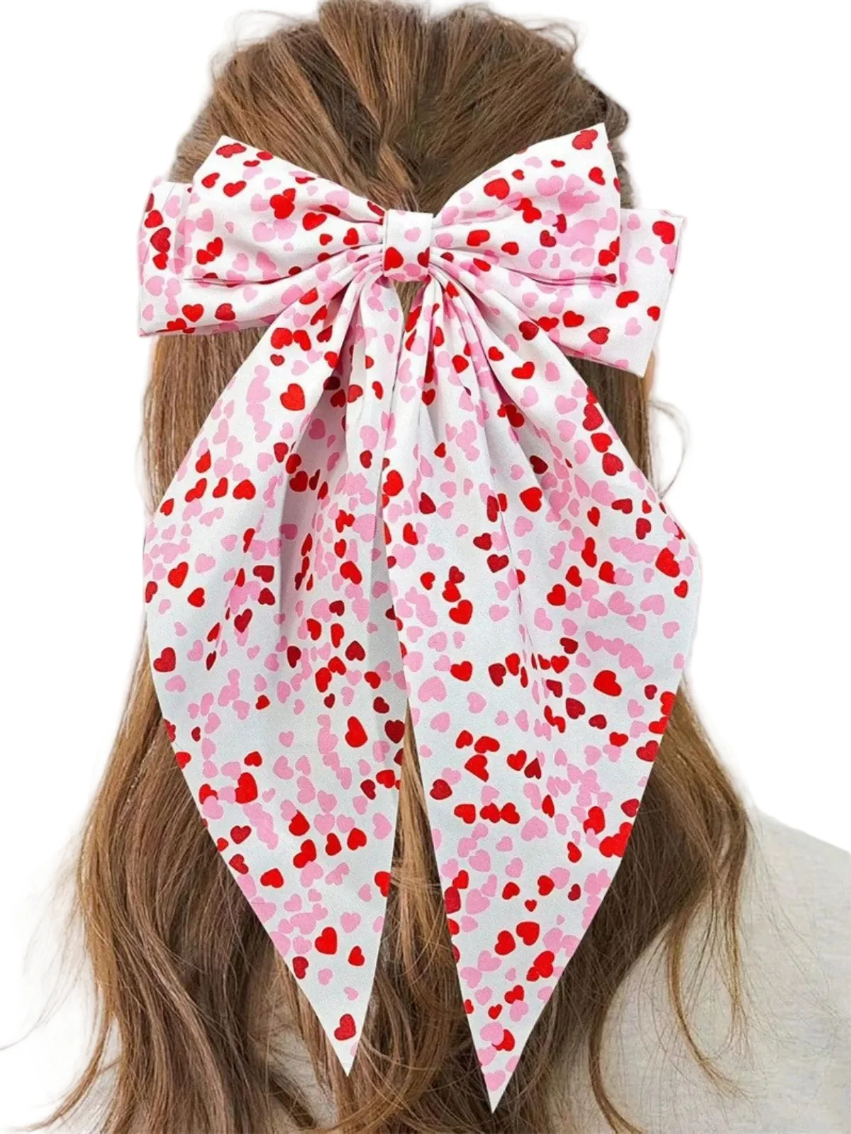 Valentine's Day Heart Print Bow Hairpin - Image 3