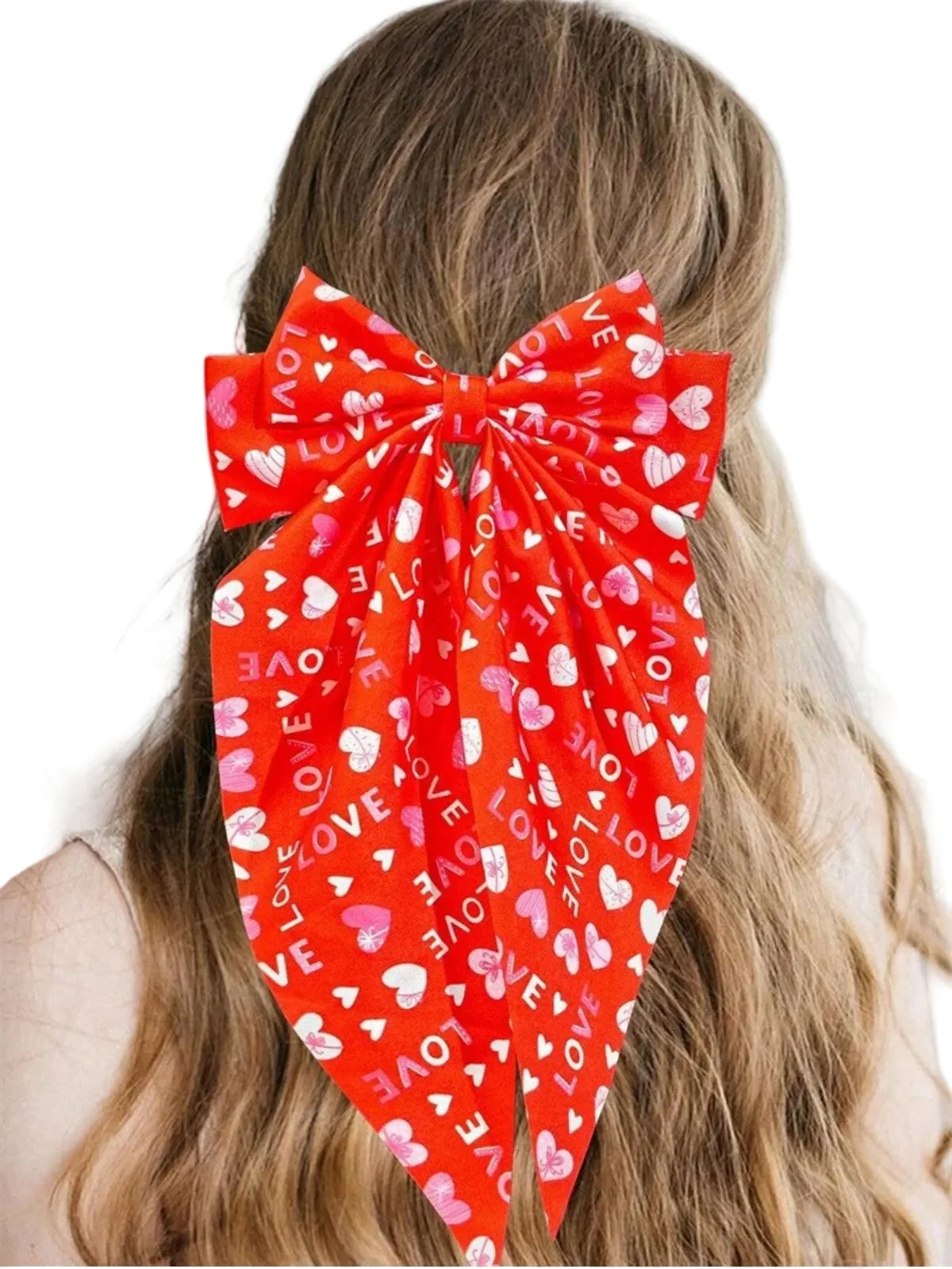 Valentine's Day Heart Print Bow Hairpin - Image 6