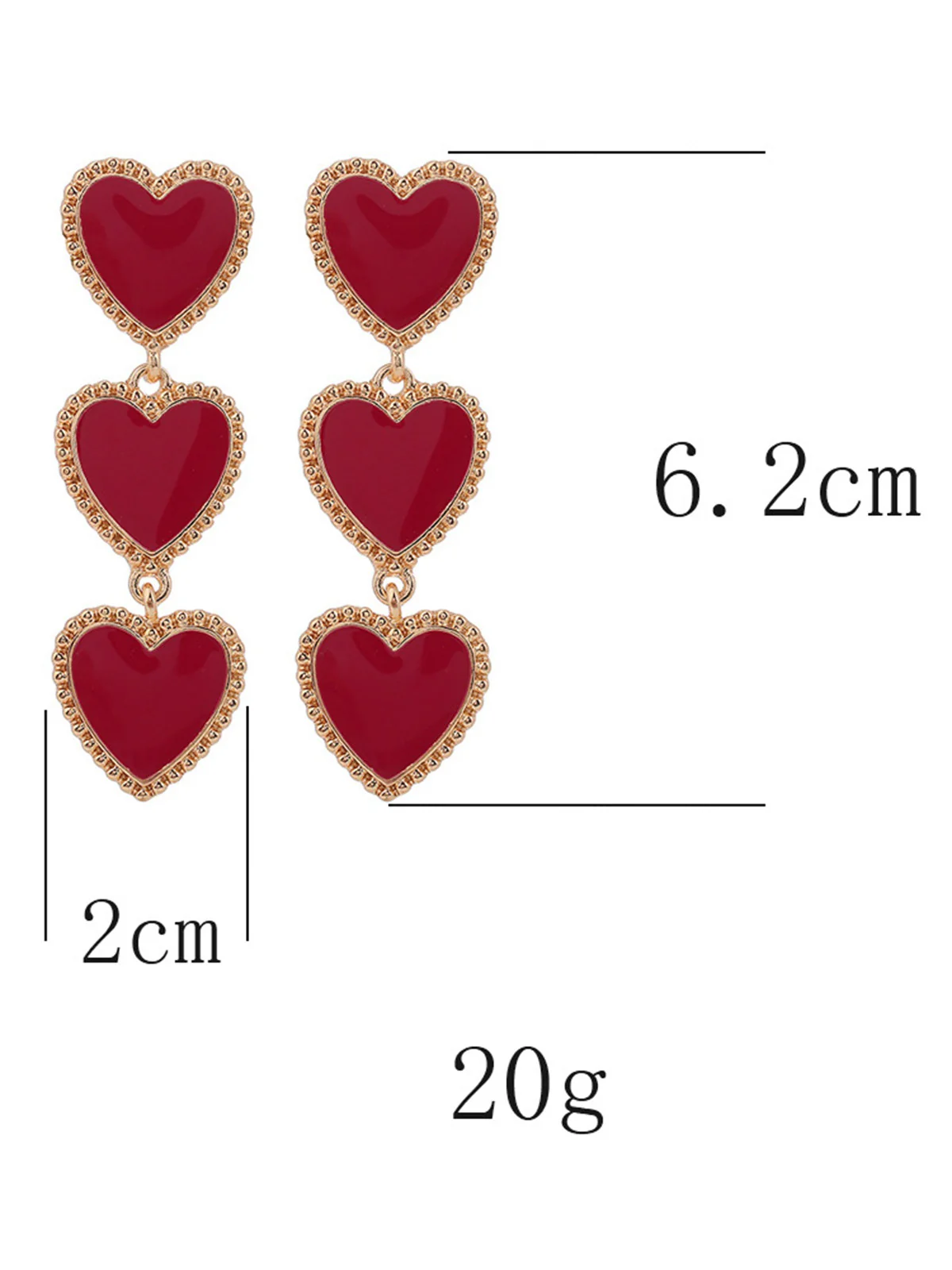 Valentine's Day Triple Heart-Shaped Pendant Earrings - Image 2