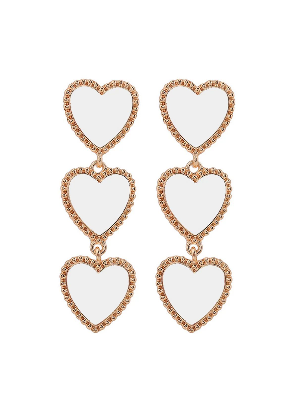 Valentine's Day Triple Heart-Shaped Pendant Earrings - Image 3