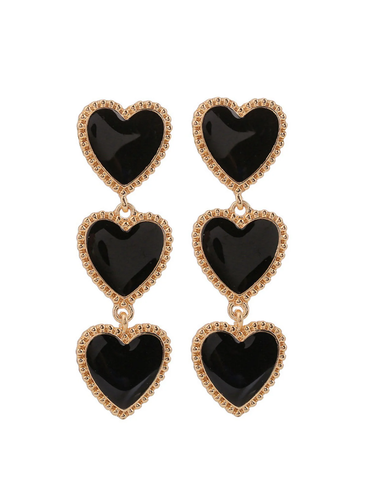 Valentine's Day Triple Heart-Shaped Pendant Earrings - Image 4