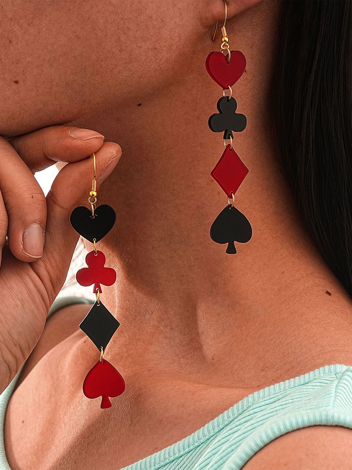 Valentine's Poker Card Suit Combo Earrings - Image 7