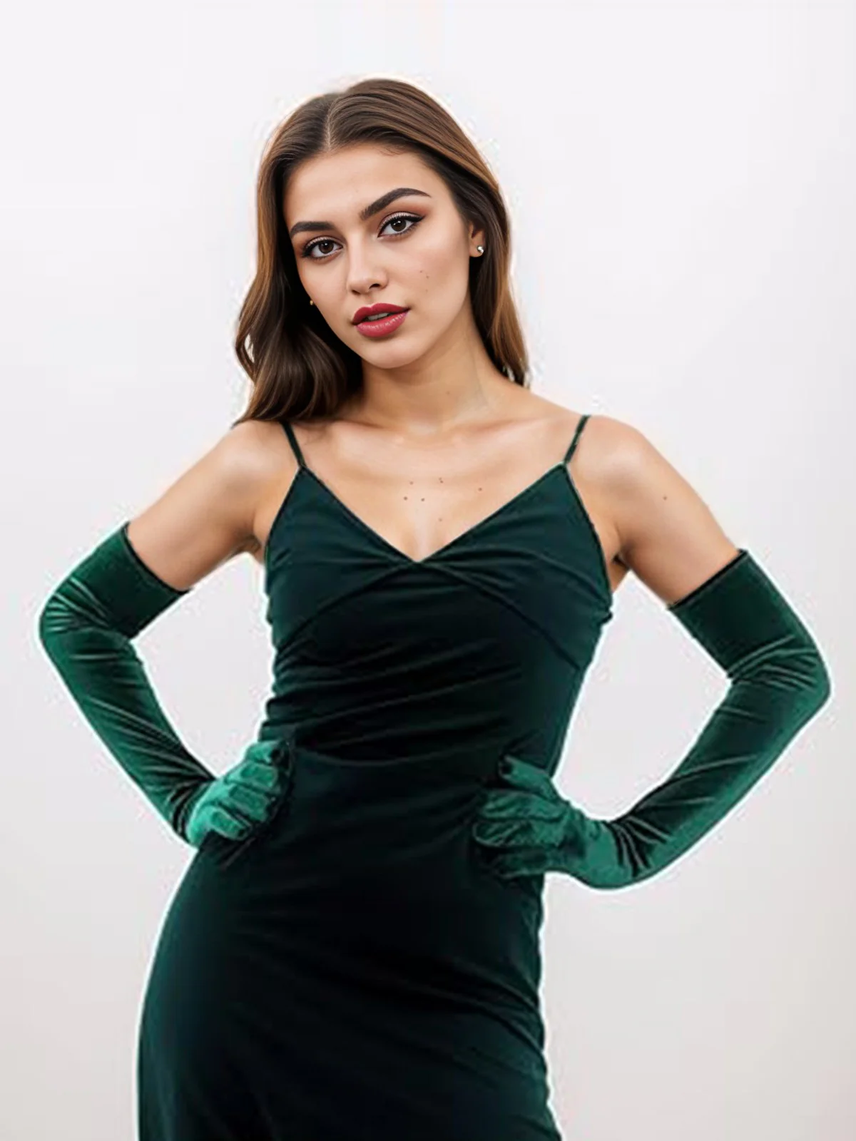 Velvet Party Solid Vintage Long Gloves - Image 10