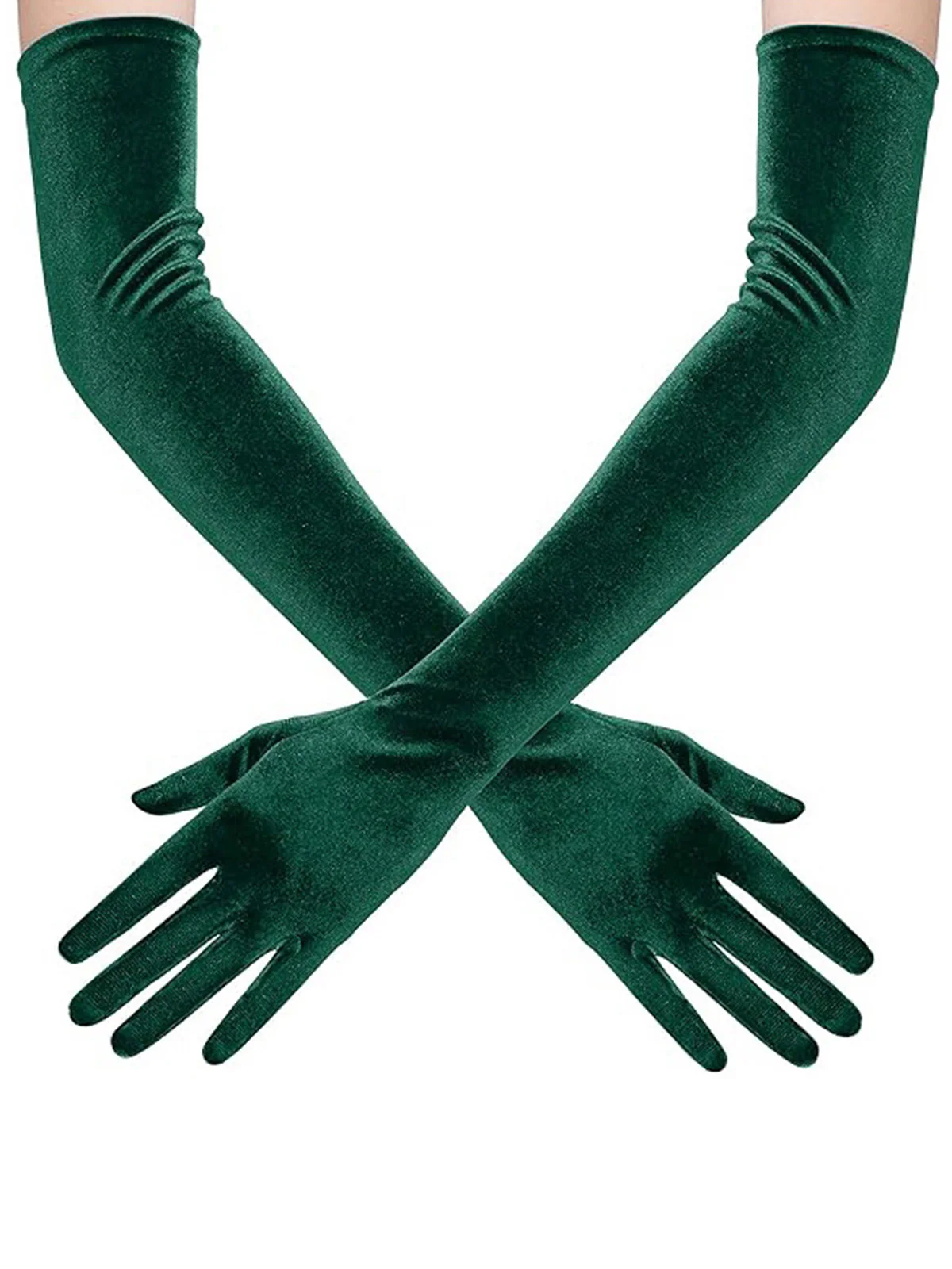 Velvet Party Solid Vintage Long Gloves - Image 2
