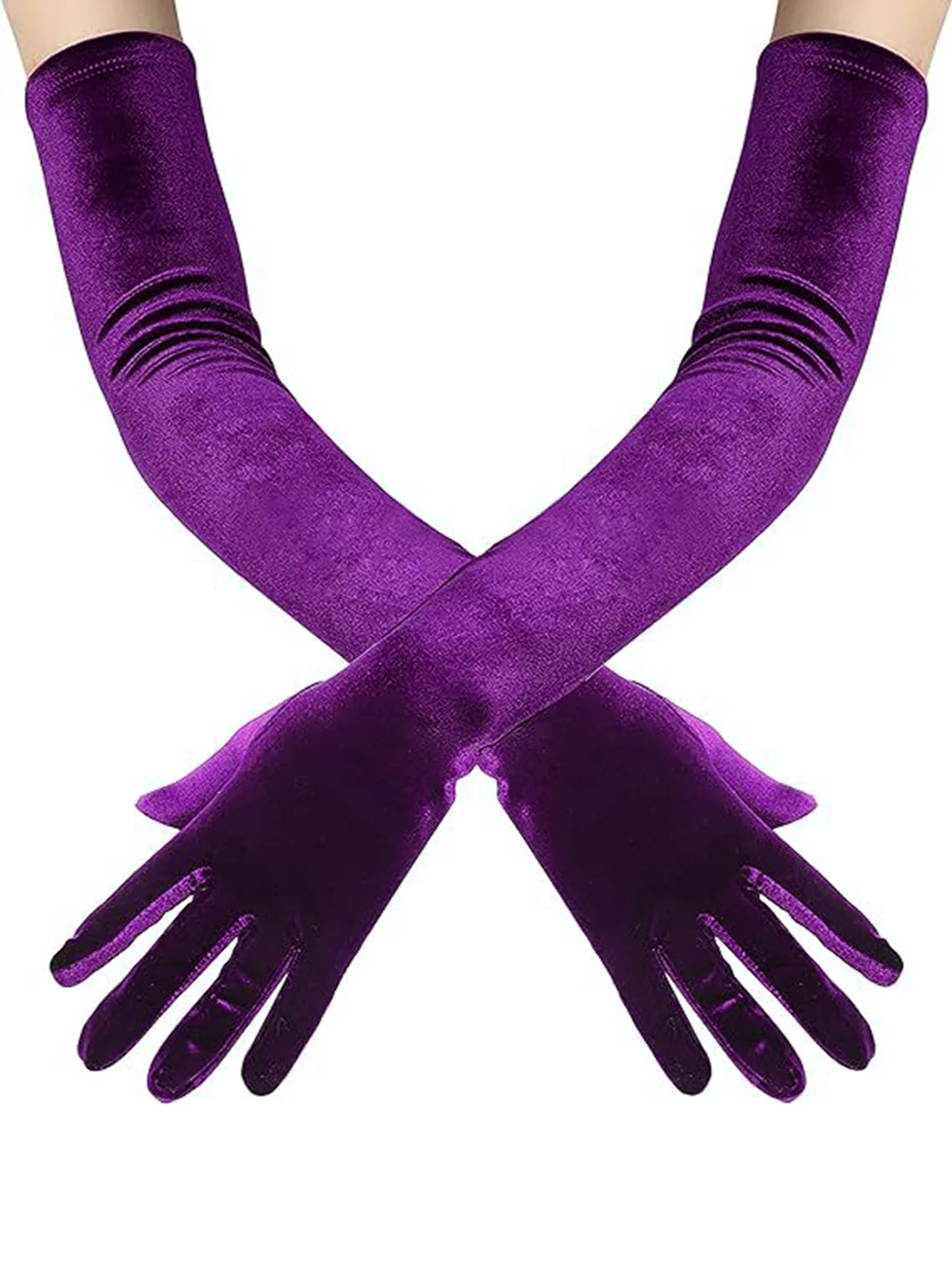 Velvet Party Solid Vintage Long Gloves - Image 3