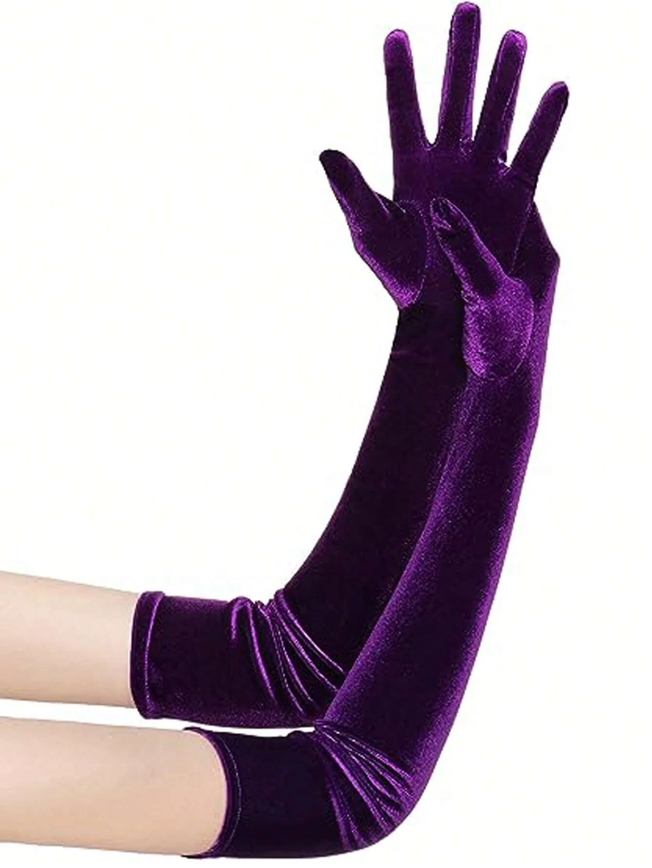 Velvet Party Solid Vintage Long Gloves - Image 4