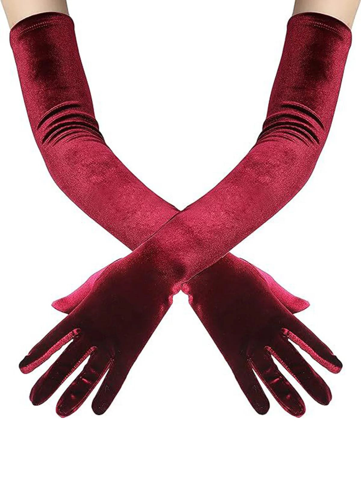 Velvet Party Solid Vintage Long Gloves - Image 5