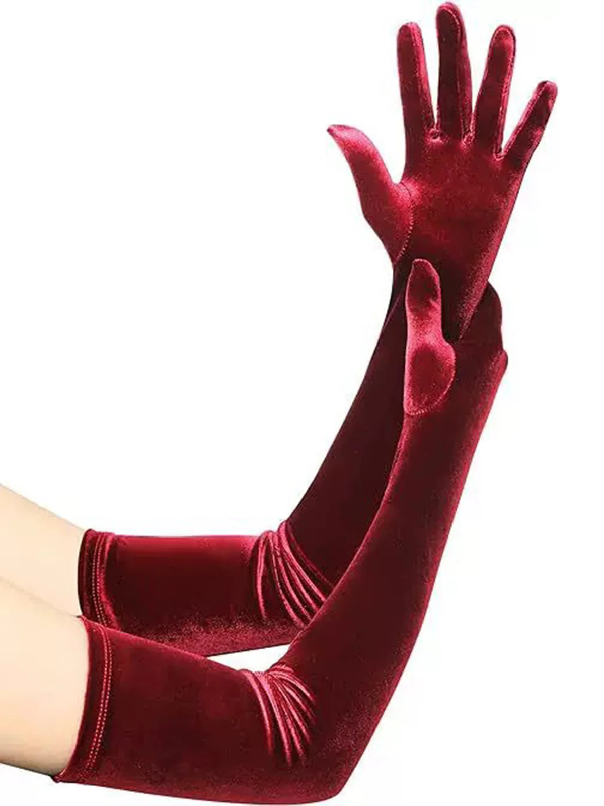 Velvet Party Solid Vintage Long Gloves - Image 6