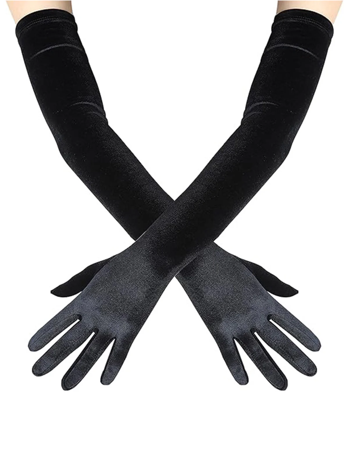 Velvet Party Solid Vintage Long Gloves - Image 7