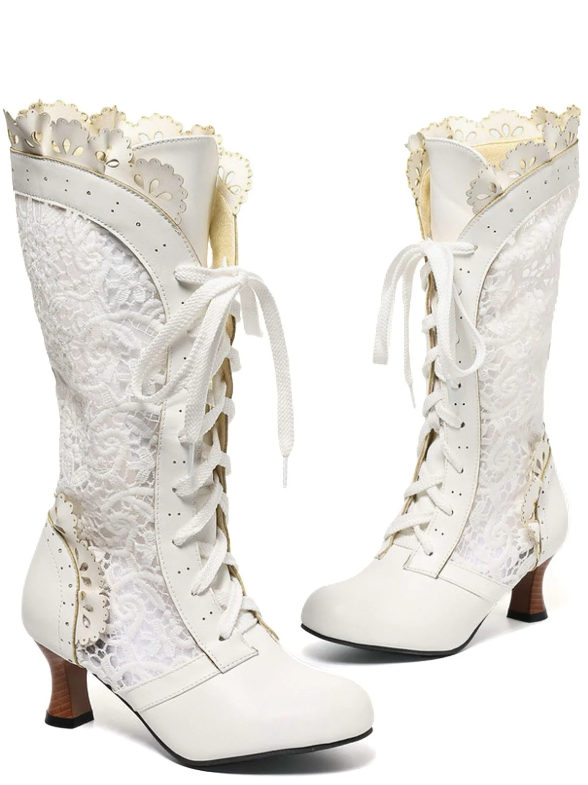 Victorian Style Lace Up Kitten Boots - Image 4