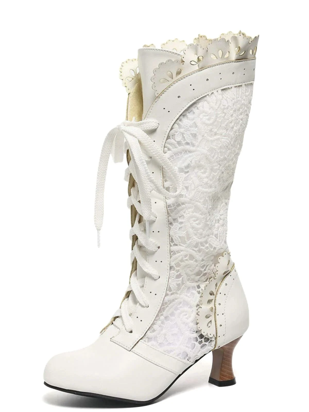 Victorian Style Lace Up Kitten Boots - Image 5