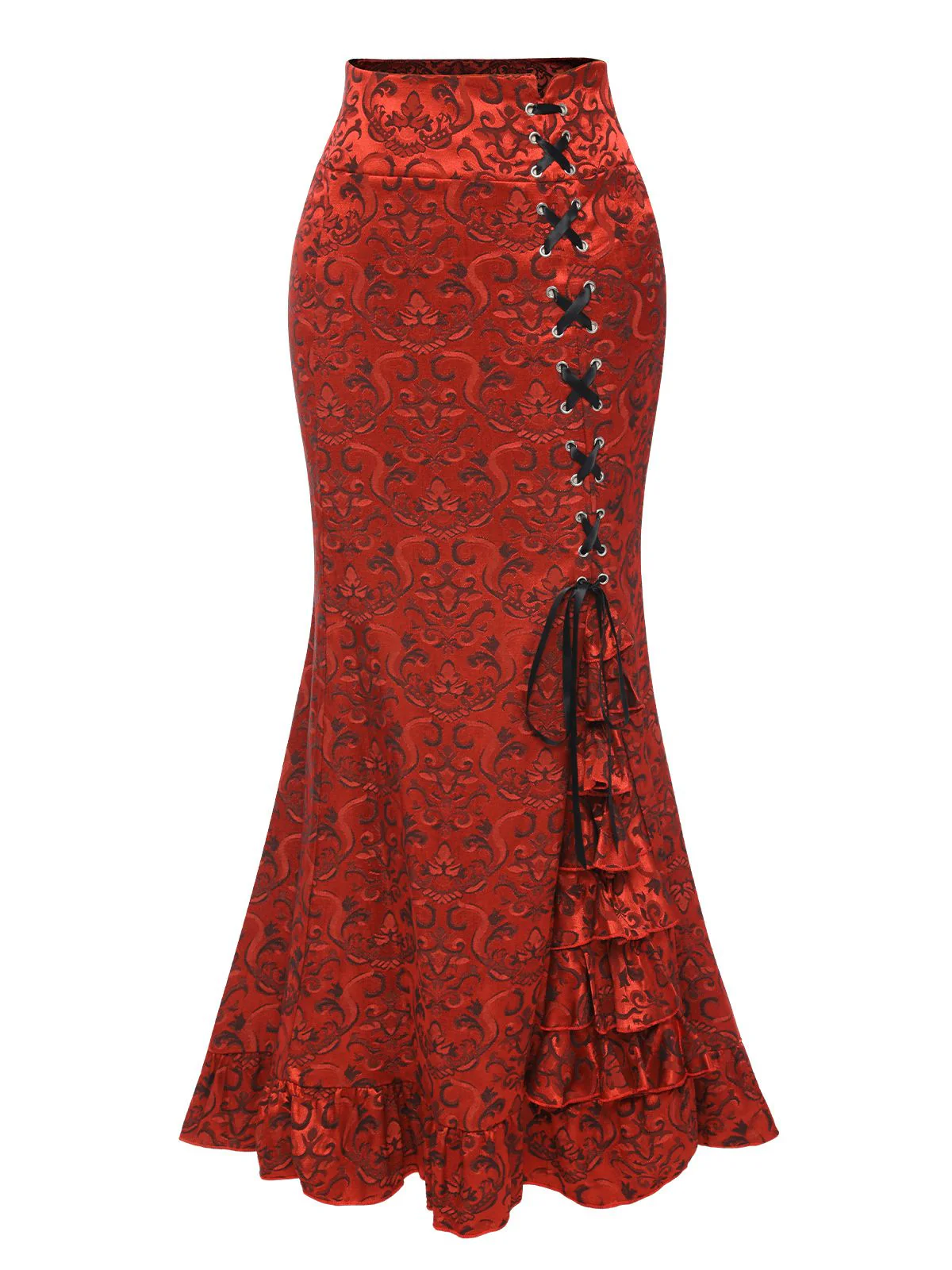 Vintage 1930s Punk Lace-Up Mermaid Skirt - Image 6