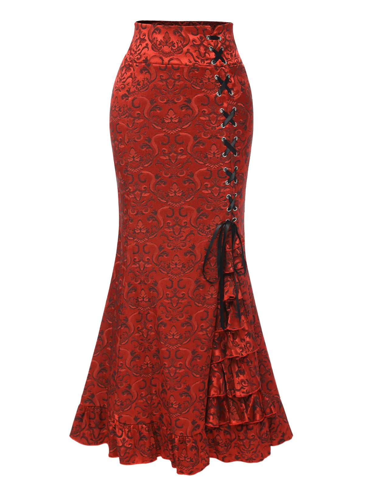 Vintage 1930s Punk Lace-Up Mermaid Skirt - Image 7