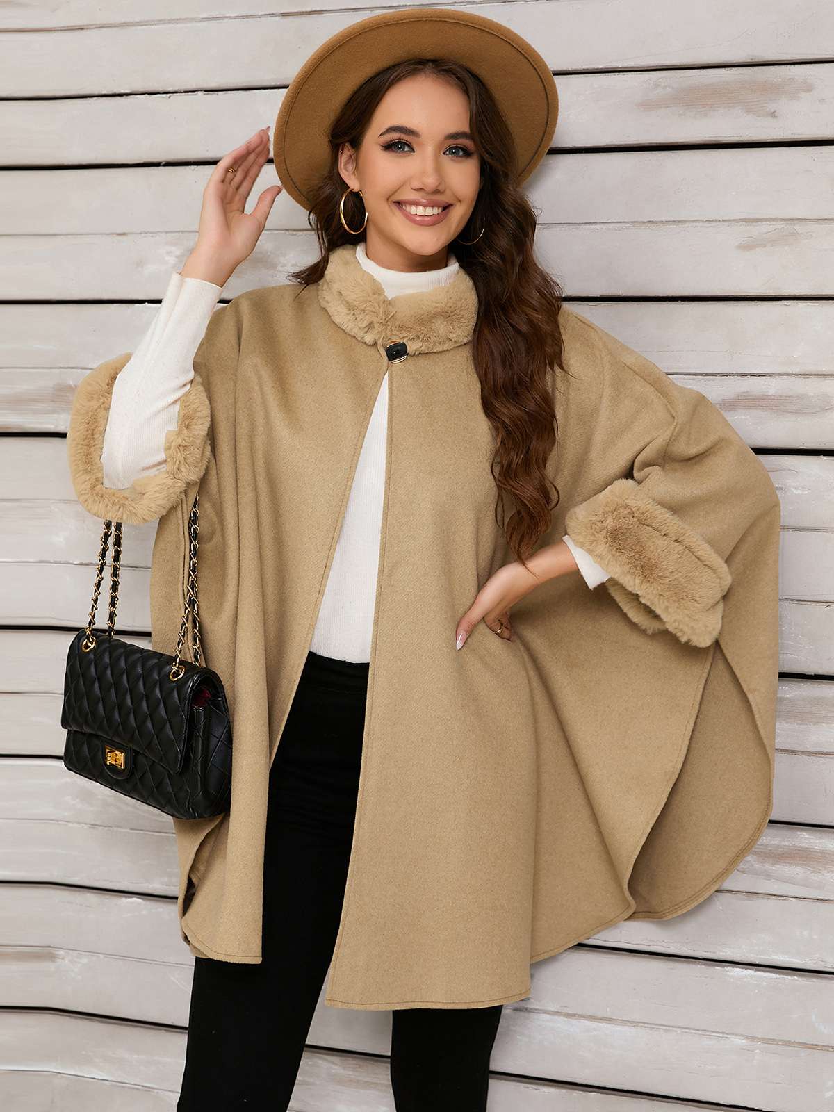 Vintage 1950s Faux Fur Cloak Coat - Image 5