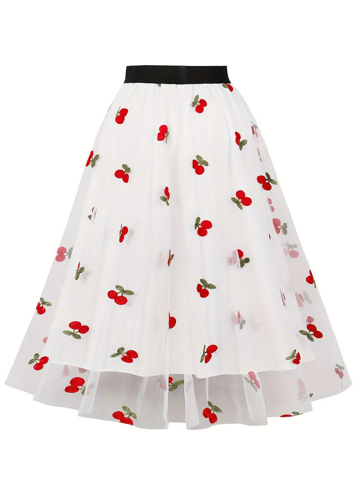 Vintage 1950s Mesh Red Cherry Skirt - Image 2