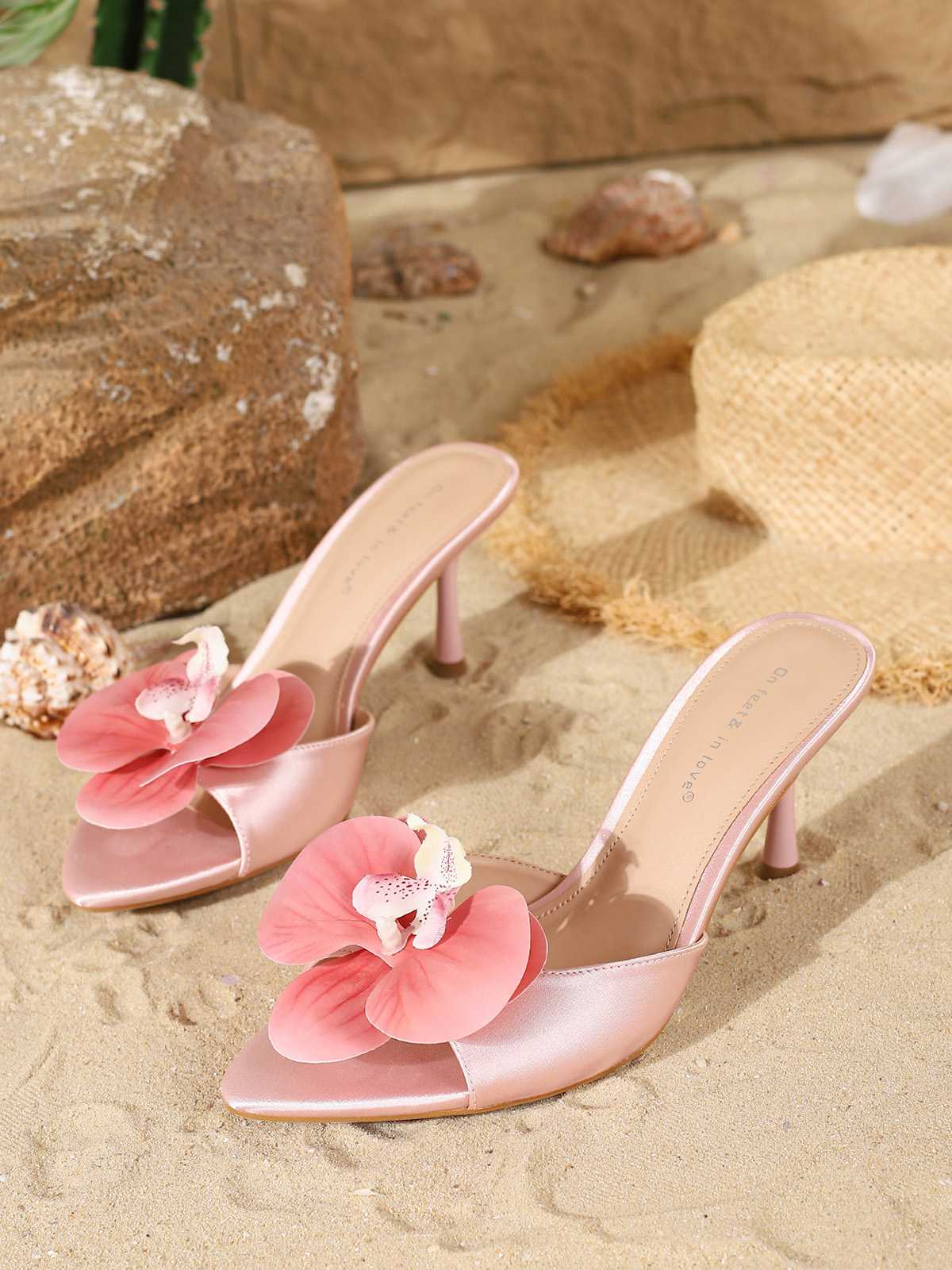 Vintage 3D Floral Pointed Toe Stiletto Sandals - Image 10