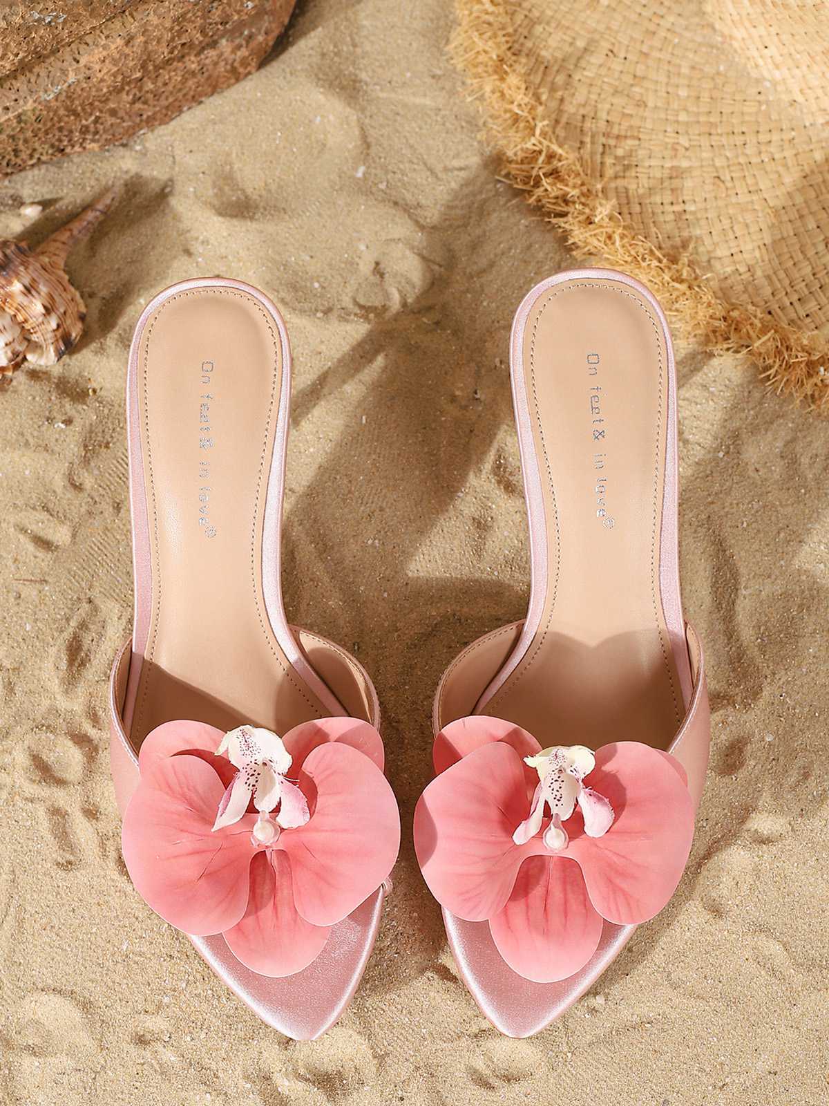 Vintage 3D Floral Pointed Toe Stiletto Sandals - Image 14