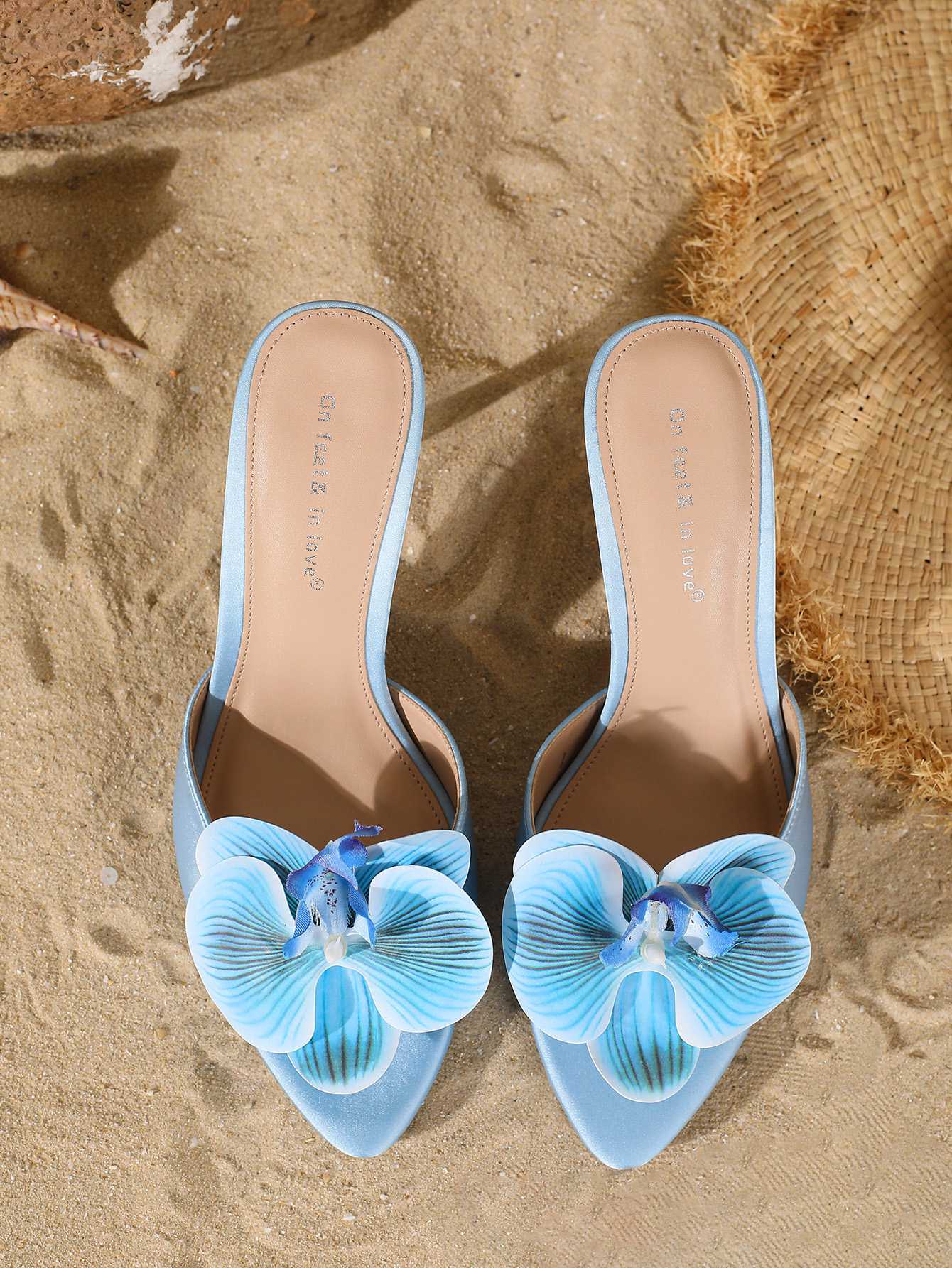 Vintage 3D Floral Pointed Toe Stiletto Sandals - Image 3