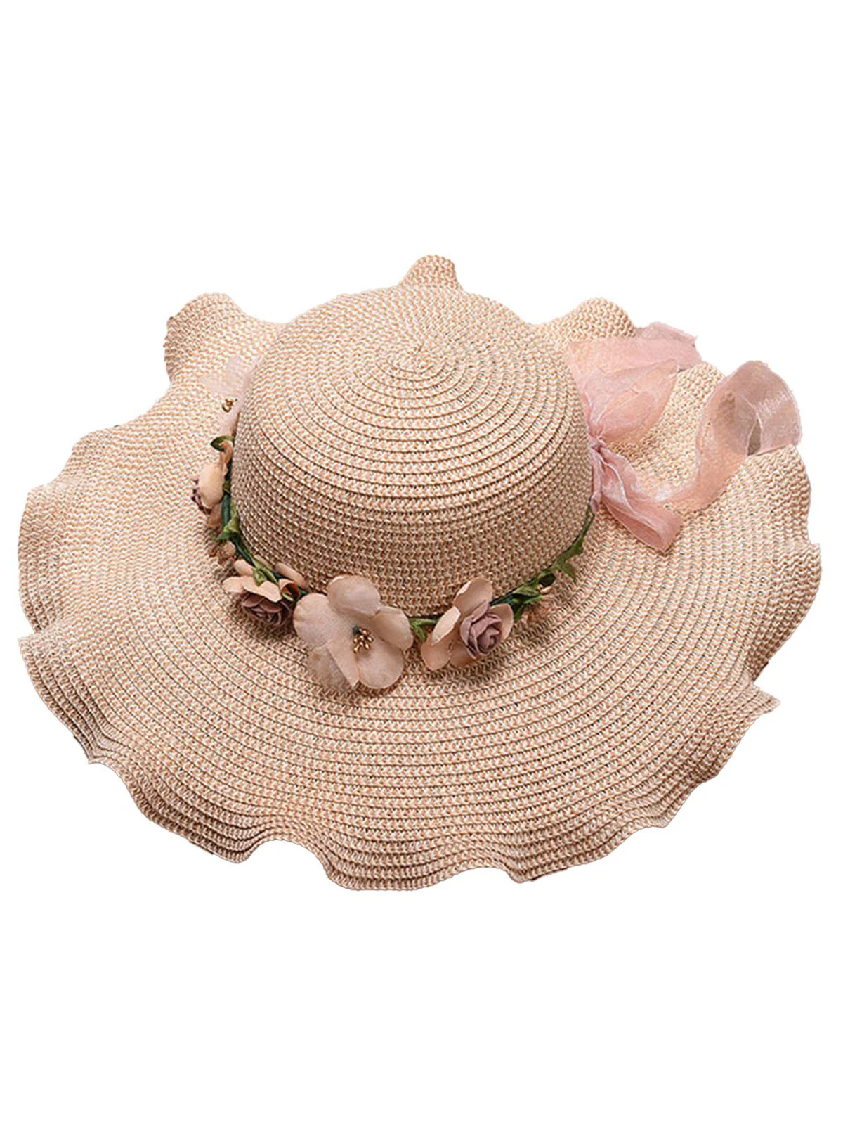Vintage 3D Floral Raffia Fringe Brim Sun Hat - Image 2