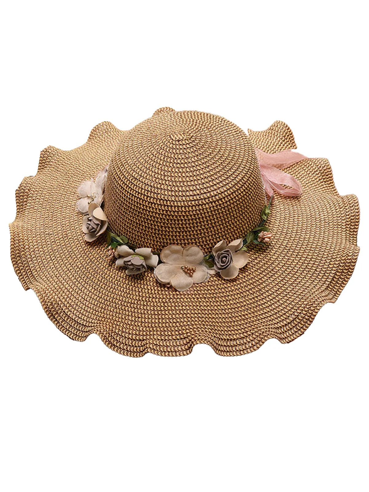 Vintage 3D Floral Raffia Fringe Brim Sun Hat - Image 3