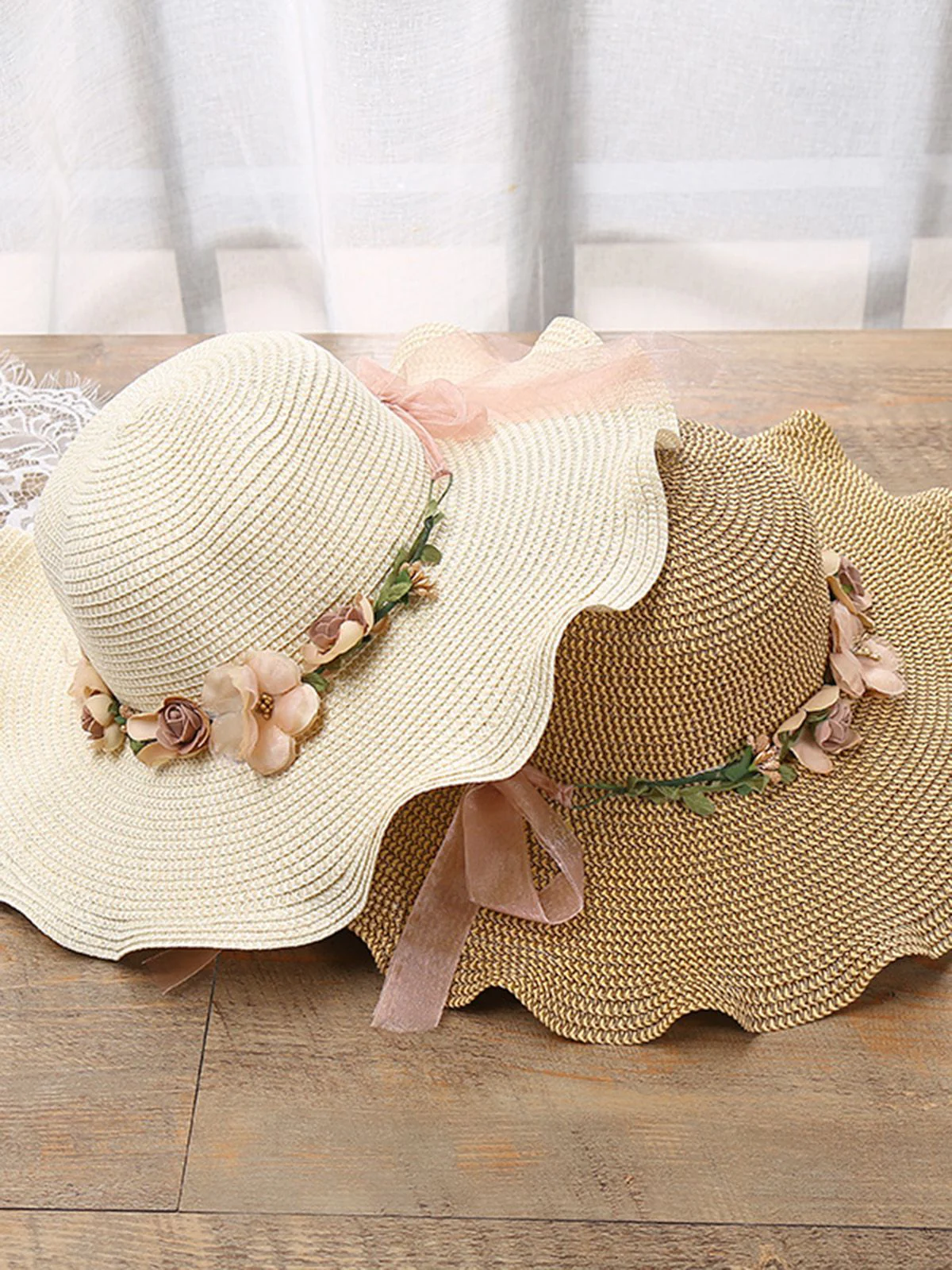 Vintage 3D Floral Raffia Fringe Brim Sun Hat - Image 4