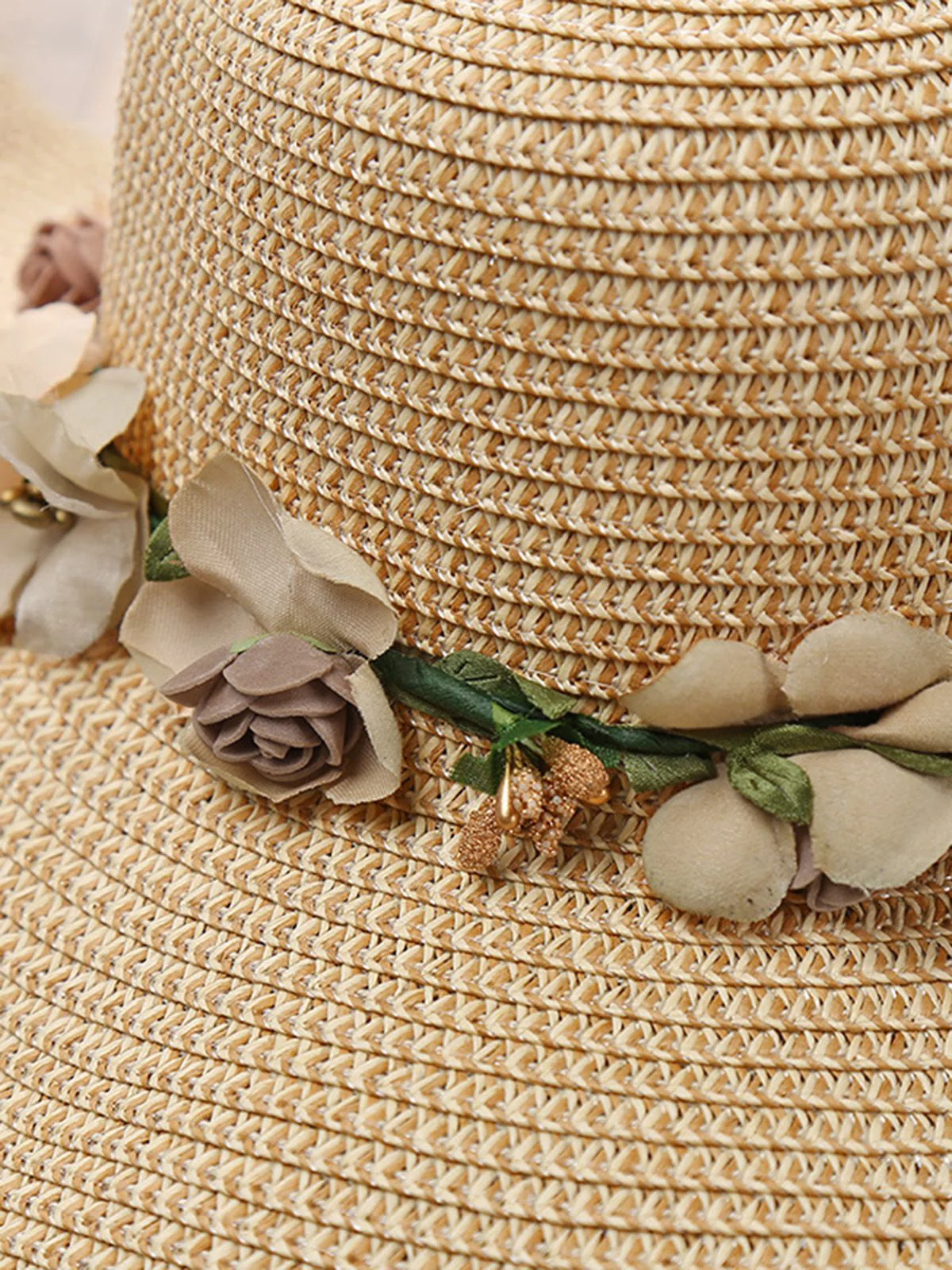 Vintage 3D Floral Raffia Fringe Brim Sun Hat - Image 6