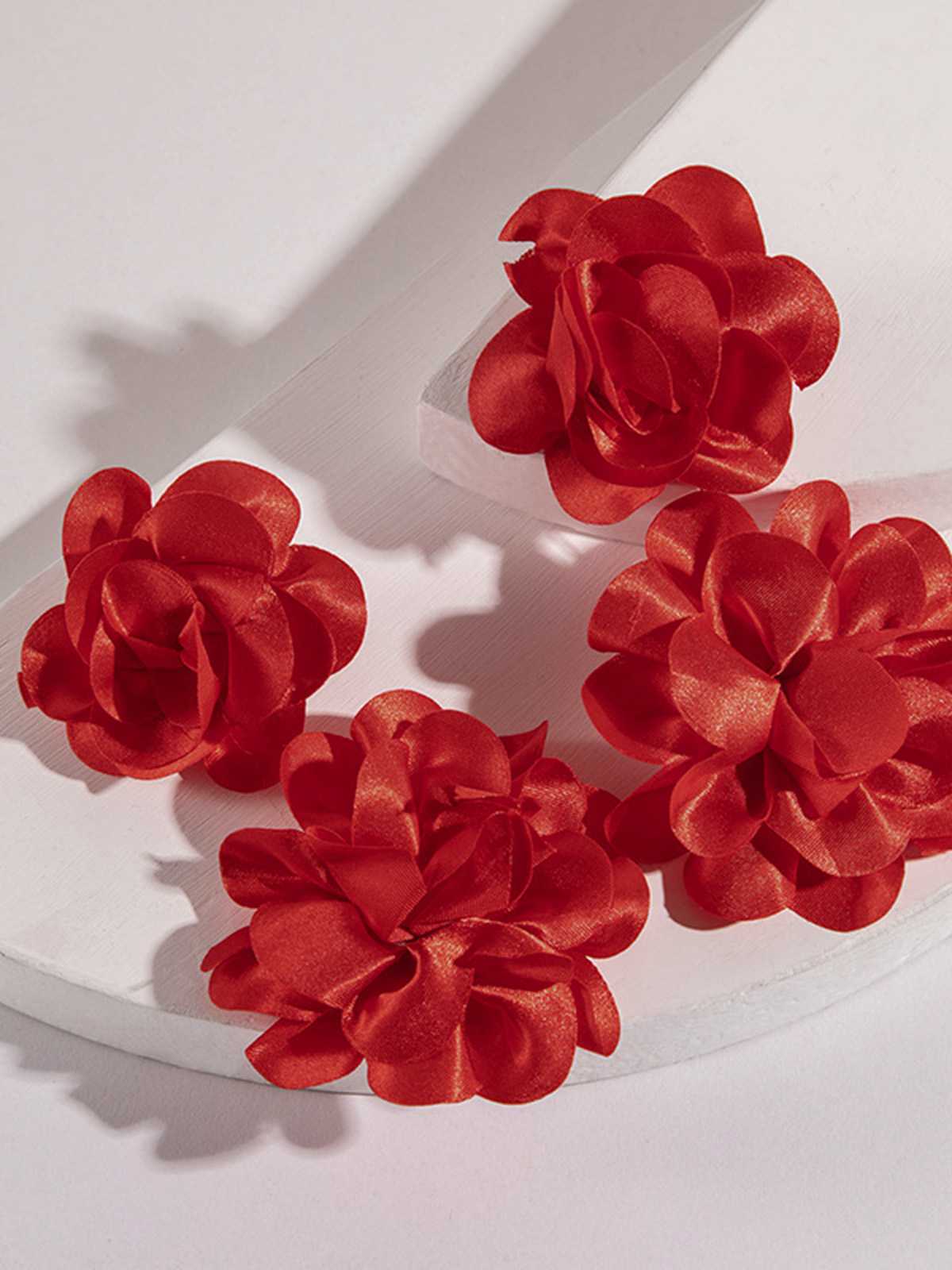Vintage 3D Large Floral Long Earrings - Image 3