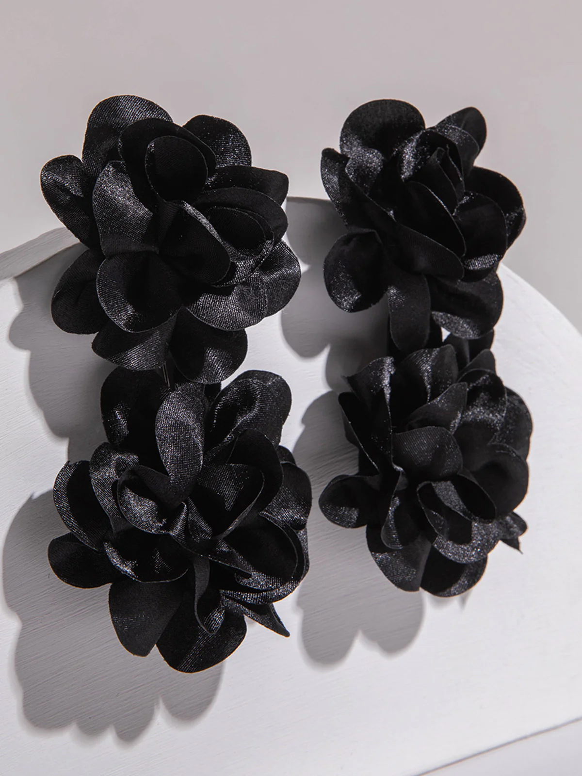 Vintage 3D Large Floral Long Earrings - Image 6