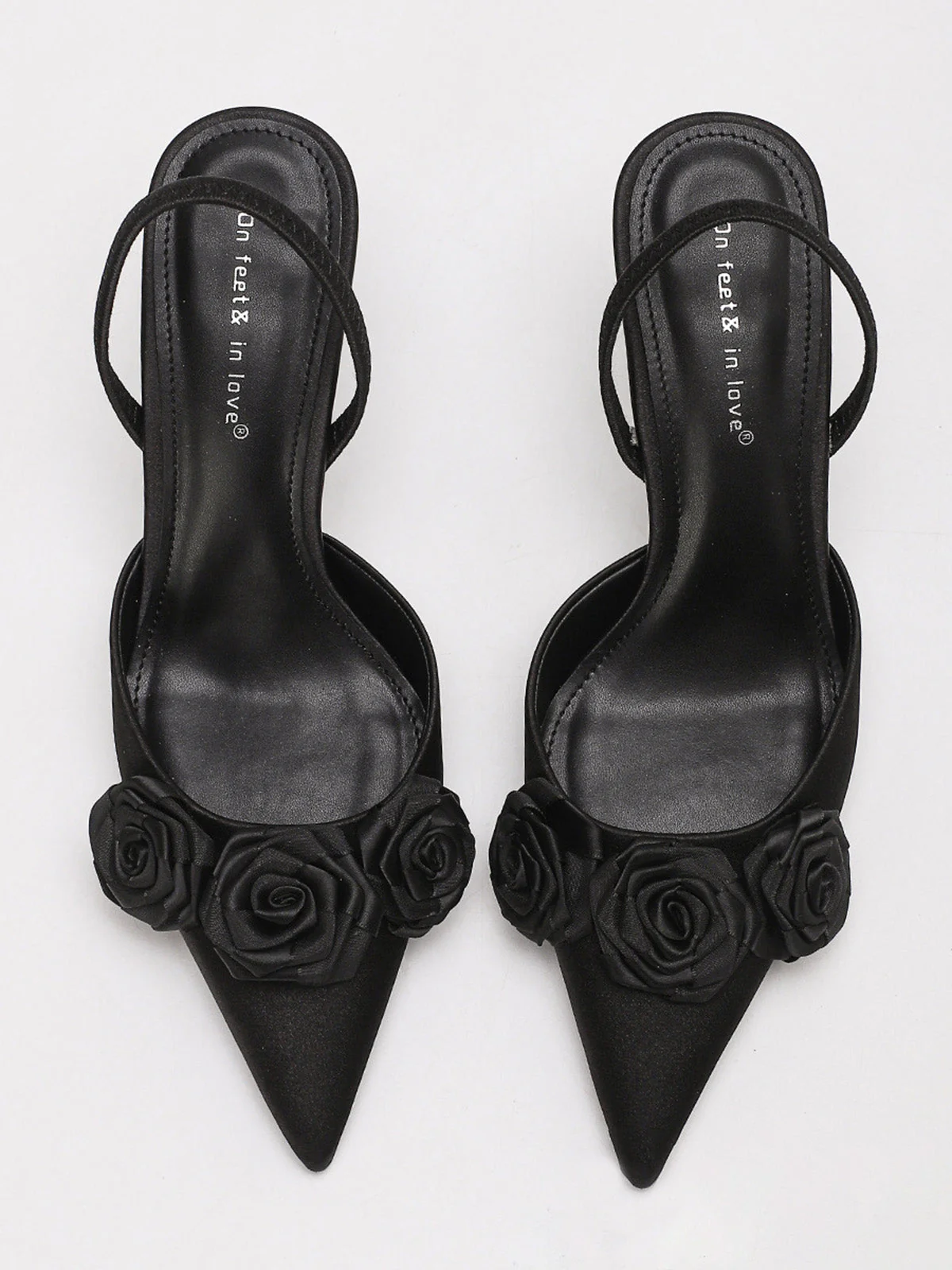 Vintage 3D Rose Pointed-Toe High Heel Pumps - Image 4