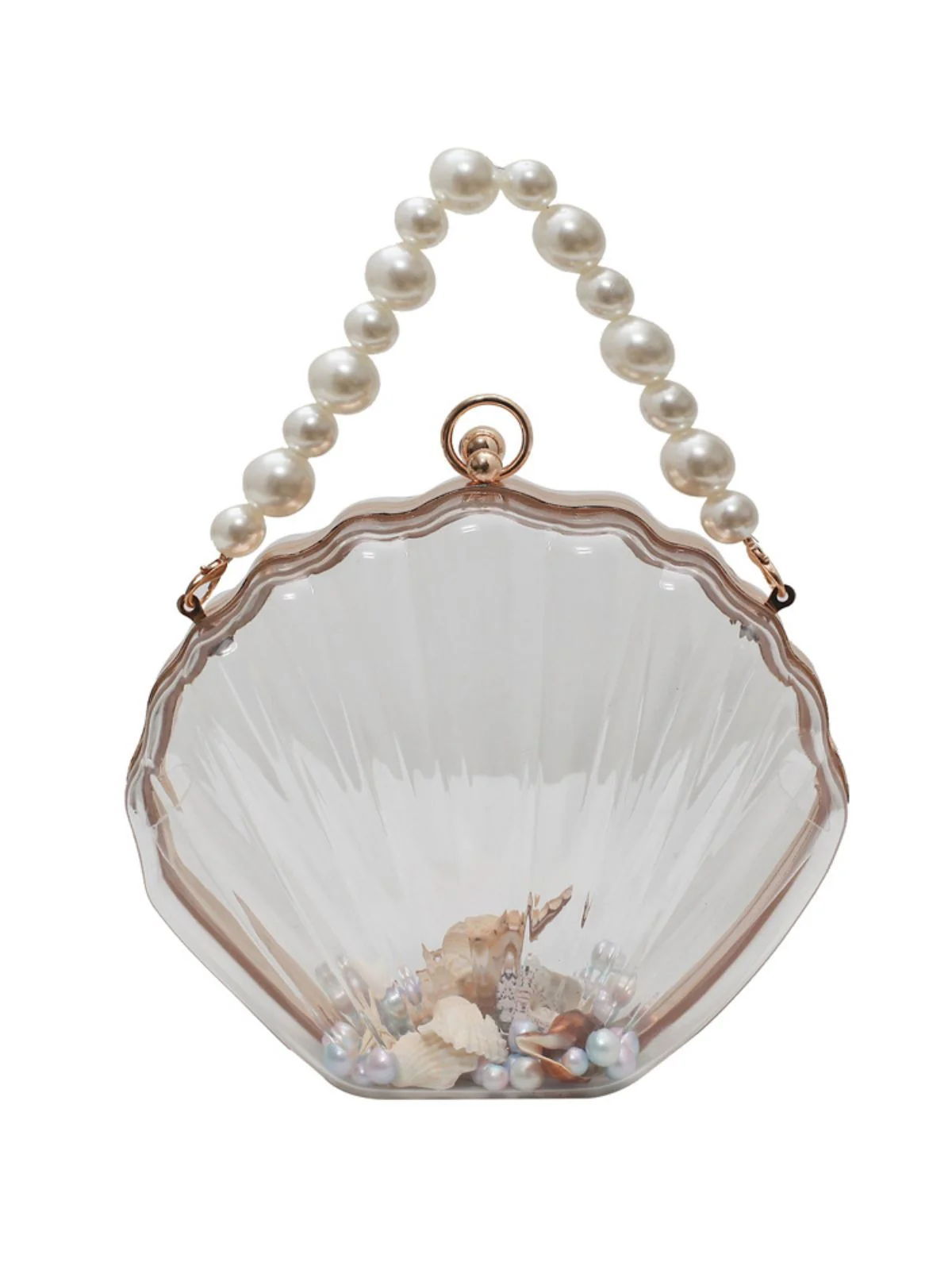 Vintage 3D Seashell Transparent Pearl Chain Bag - Image 2