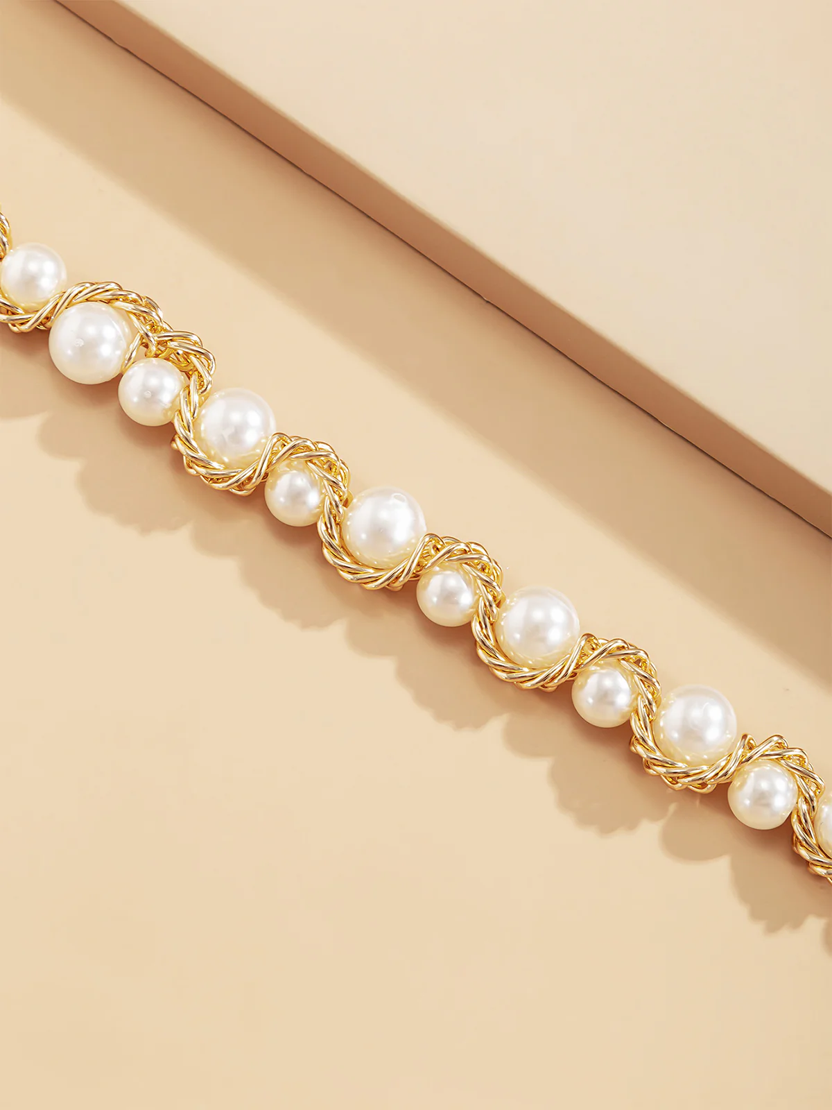 Vintage Alloy Wrap Pearl Necklace - Image 3