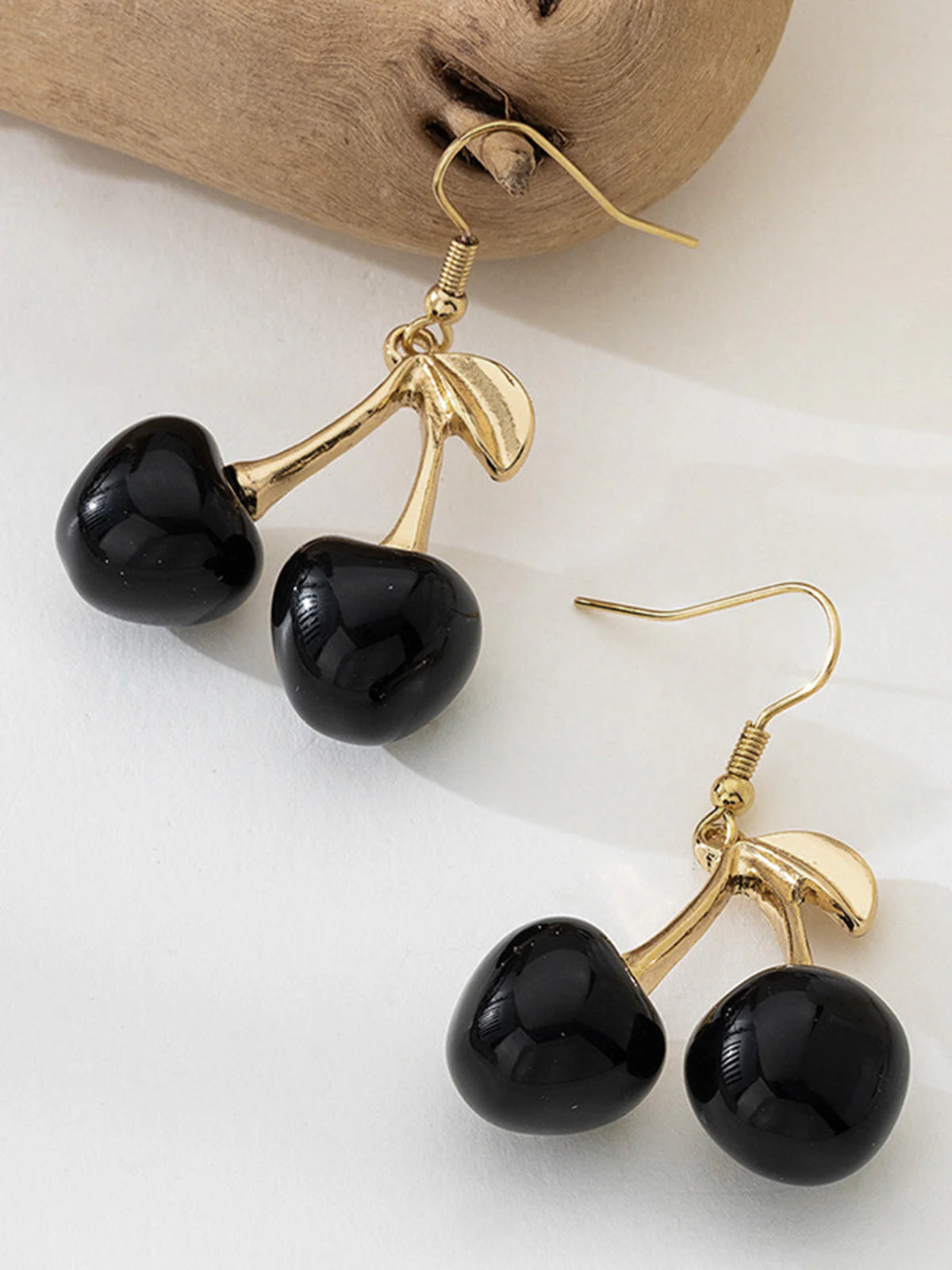 Vintage Black Cherry Drop Earrings - Image 2