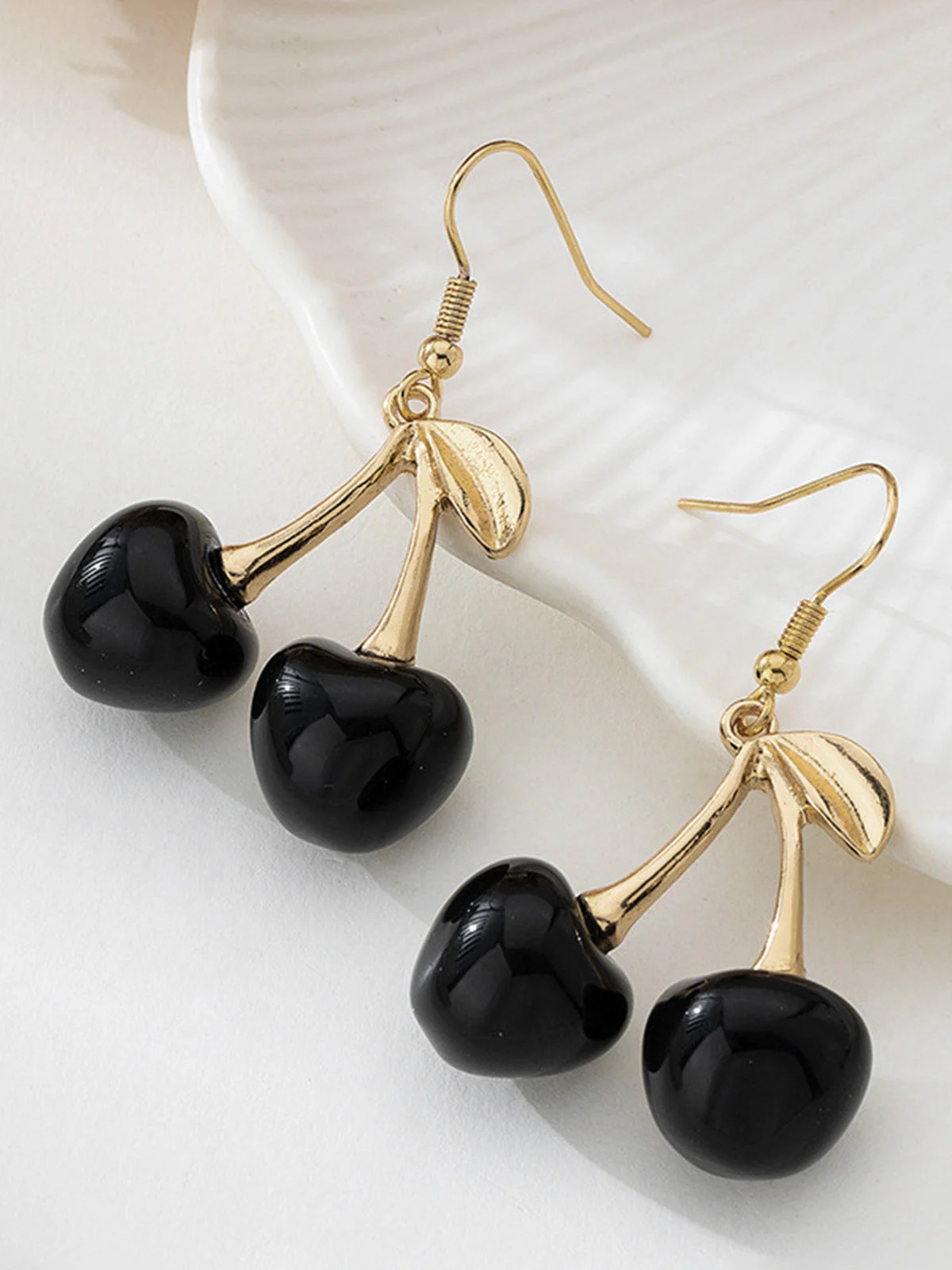 Vintage Black Cherry Drop Earrings - Image 4