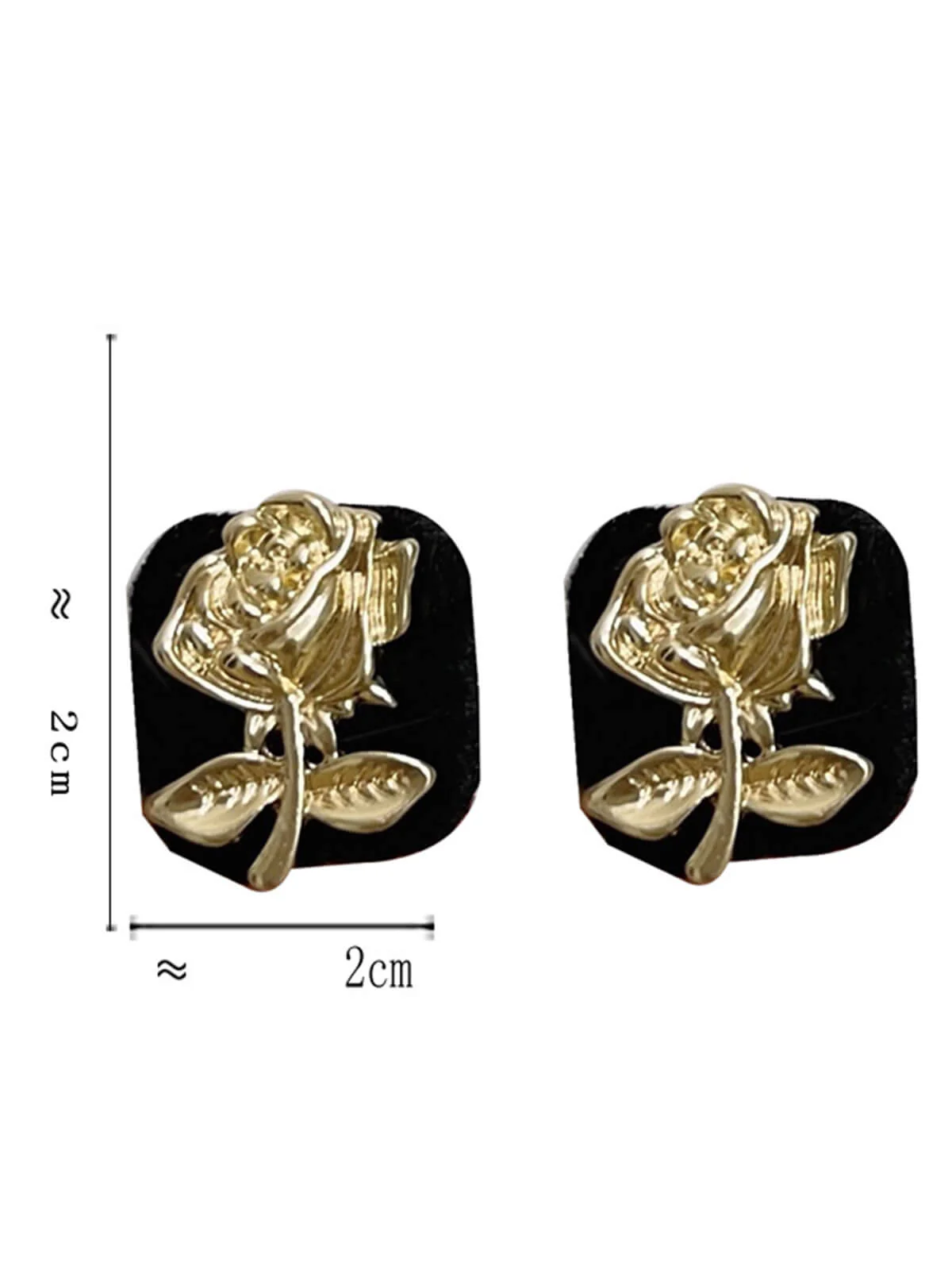 Vintage Black & Gold Cubic Flower Earrings - Image 2