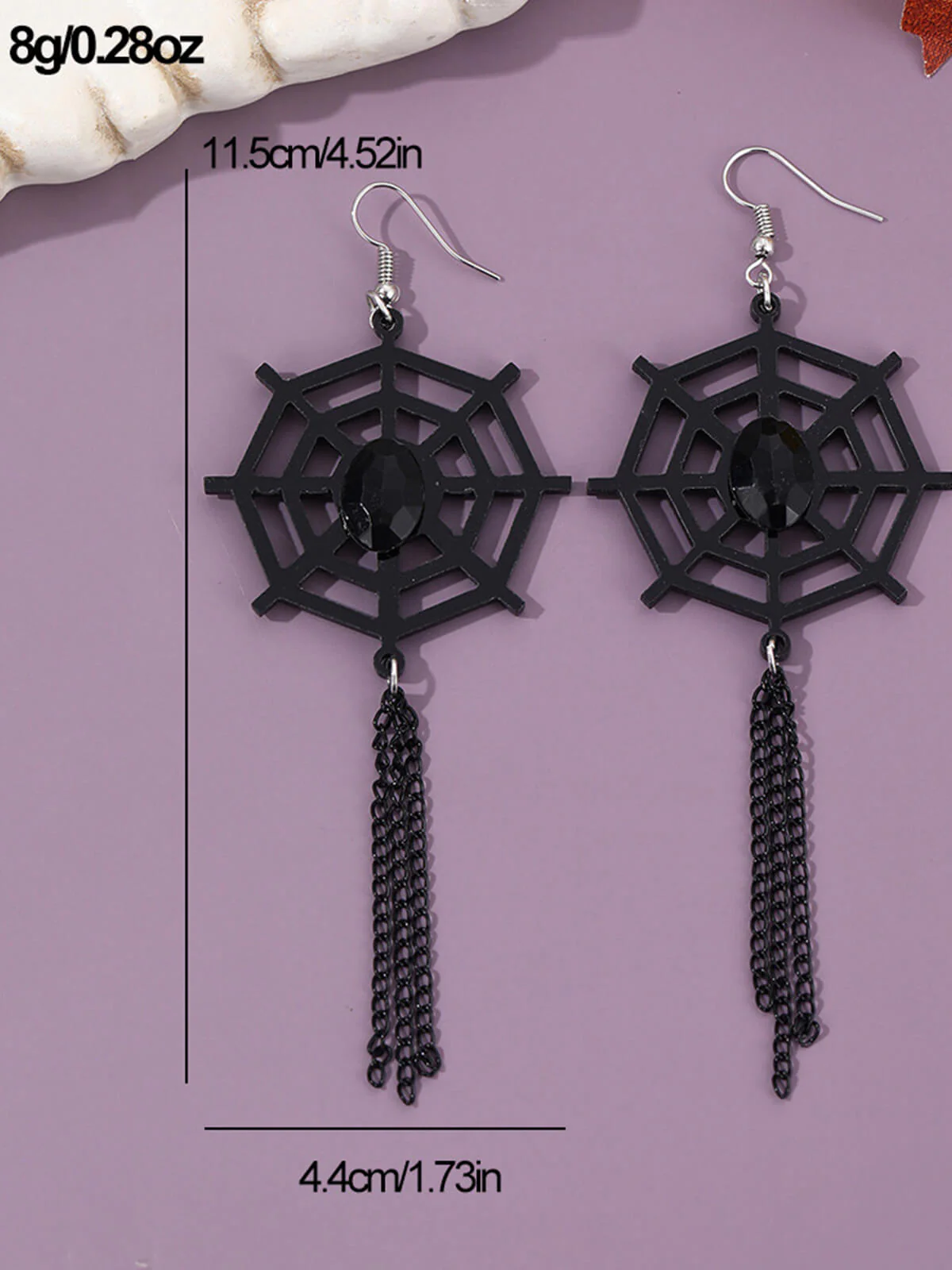 Vintage Black Spider Web Dangle Earrings - Image 5