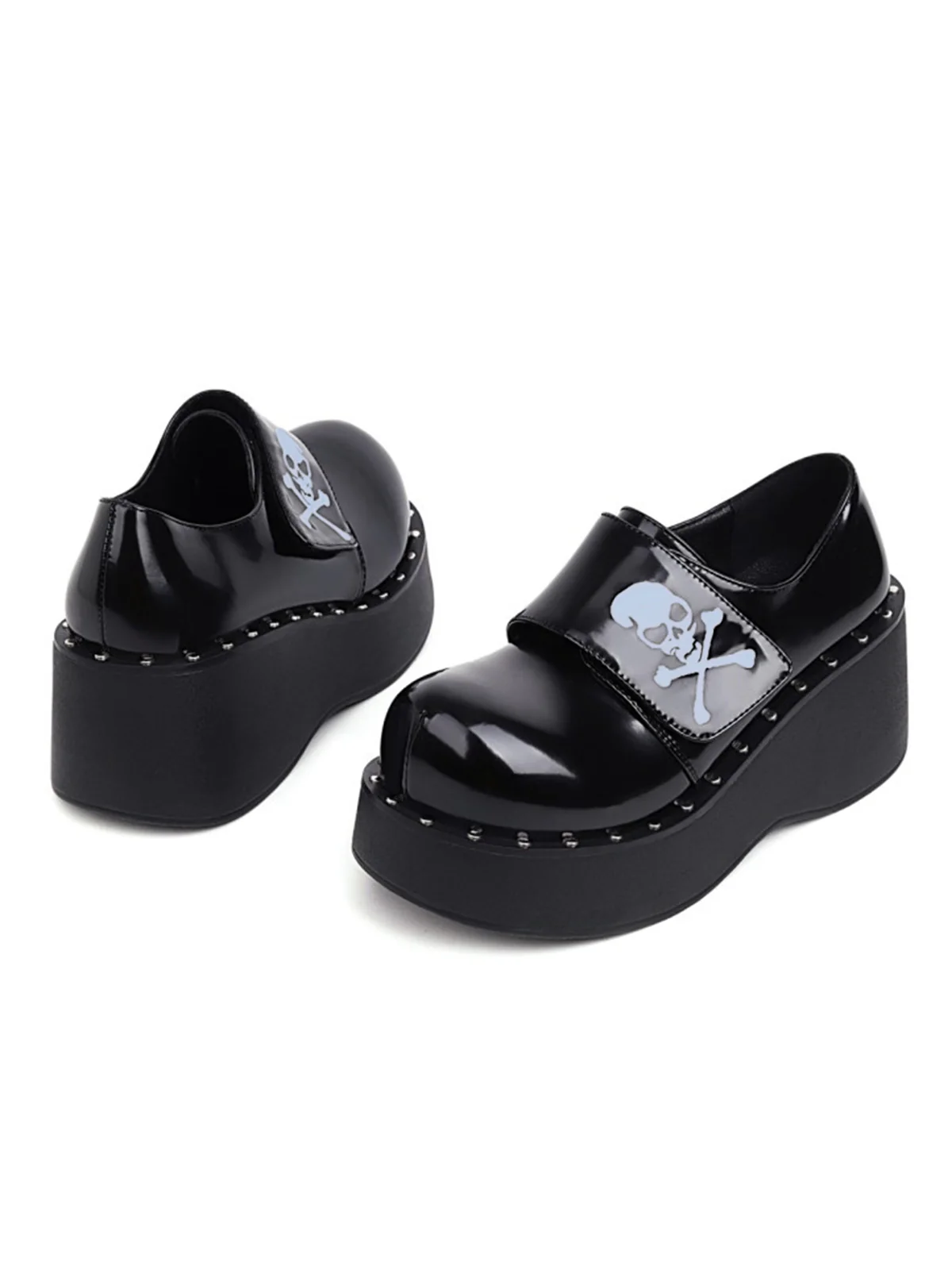 Vintage Black Toxic Skull Platform Shoes - Image 4