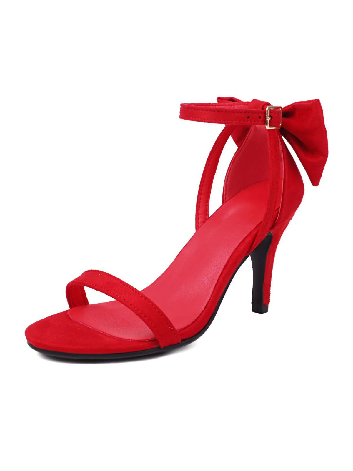 Vintage Bow Flannel Buckled Heel Sandals - Image 4