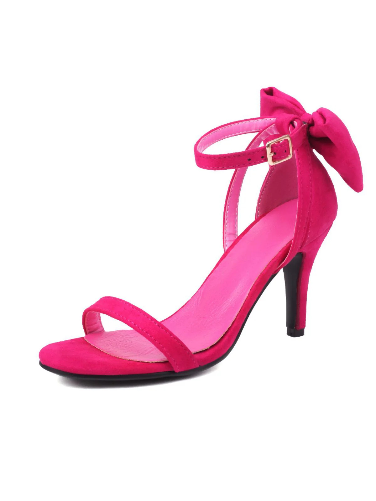 Vintage Bow Flannel Buckled Heel Sandals - Image 5