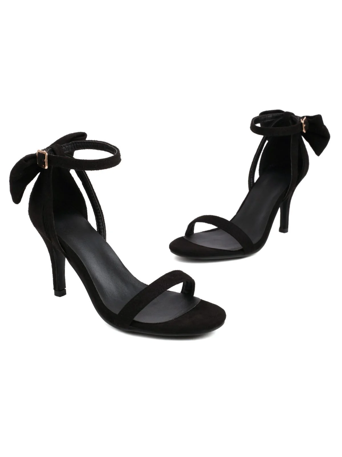 Vintage Bow Flannel Buckled Heel Sandals - Image 6
