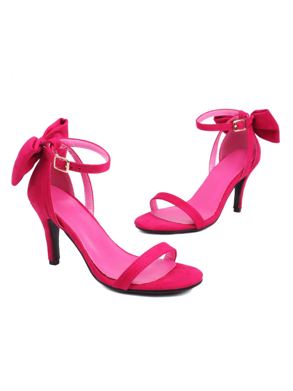 Vintage Bow Flannel Buckled Heel Sandals - Image 7