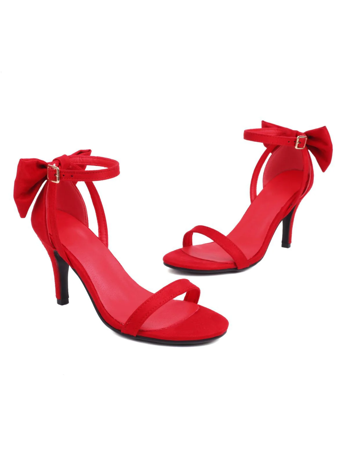 Vintage Bow Flannel Buckled Heel Sandals - Image 8